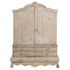 Antique 18th c. Dutch Linen Press with Bombay Base in Original Patina