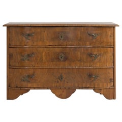 18th c. Dutch Louis Philippe Period Serpentine Front Walnut Parquetry Commode