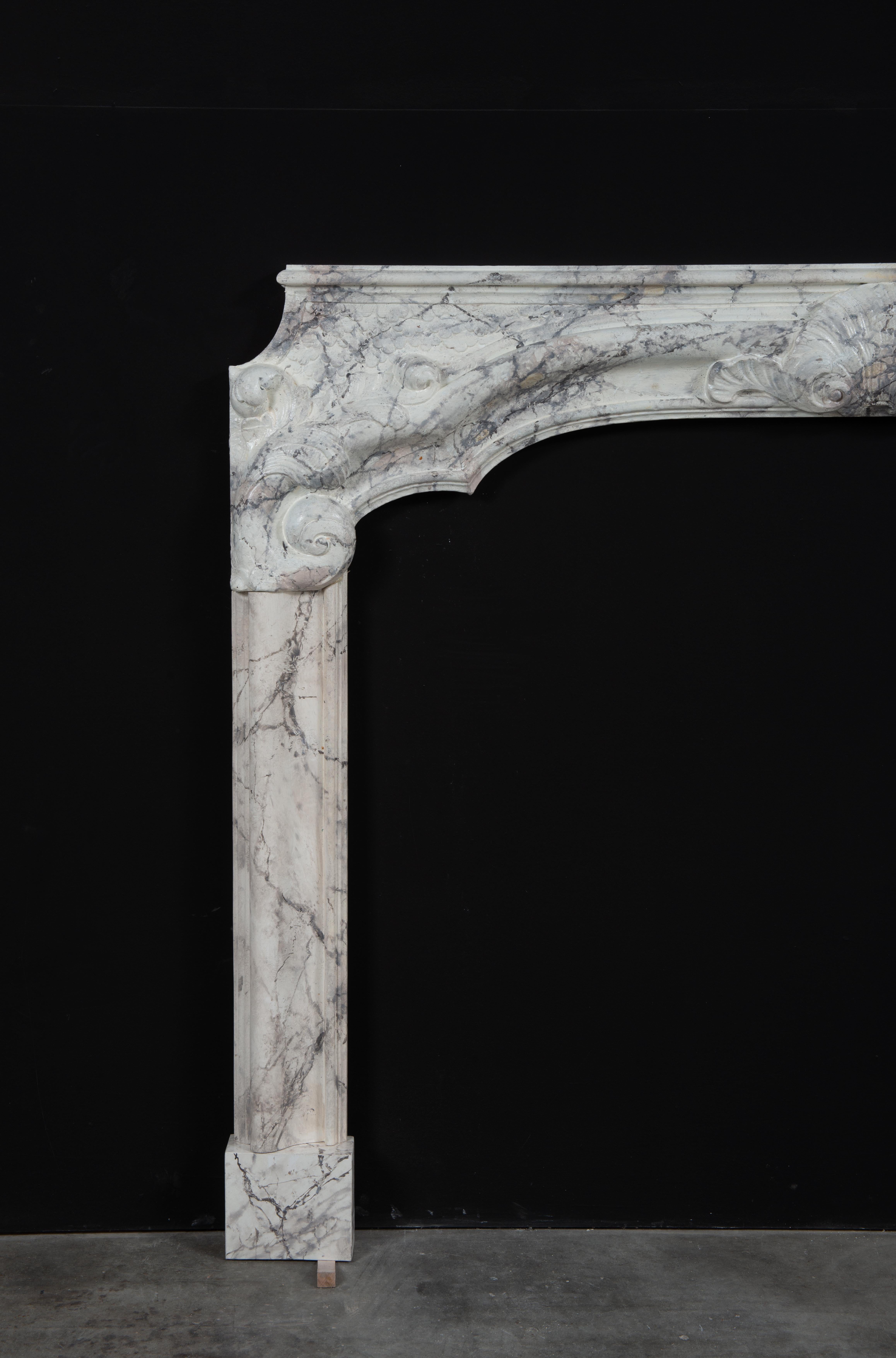 Painted 18th C. Dutch Louis XIV Fireplace Mantel For Sale