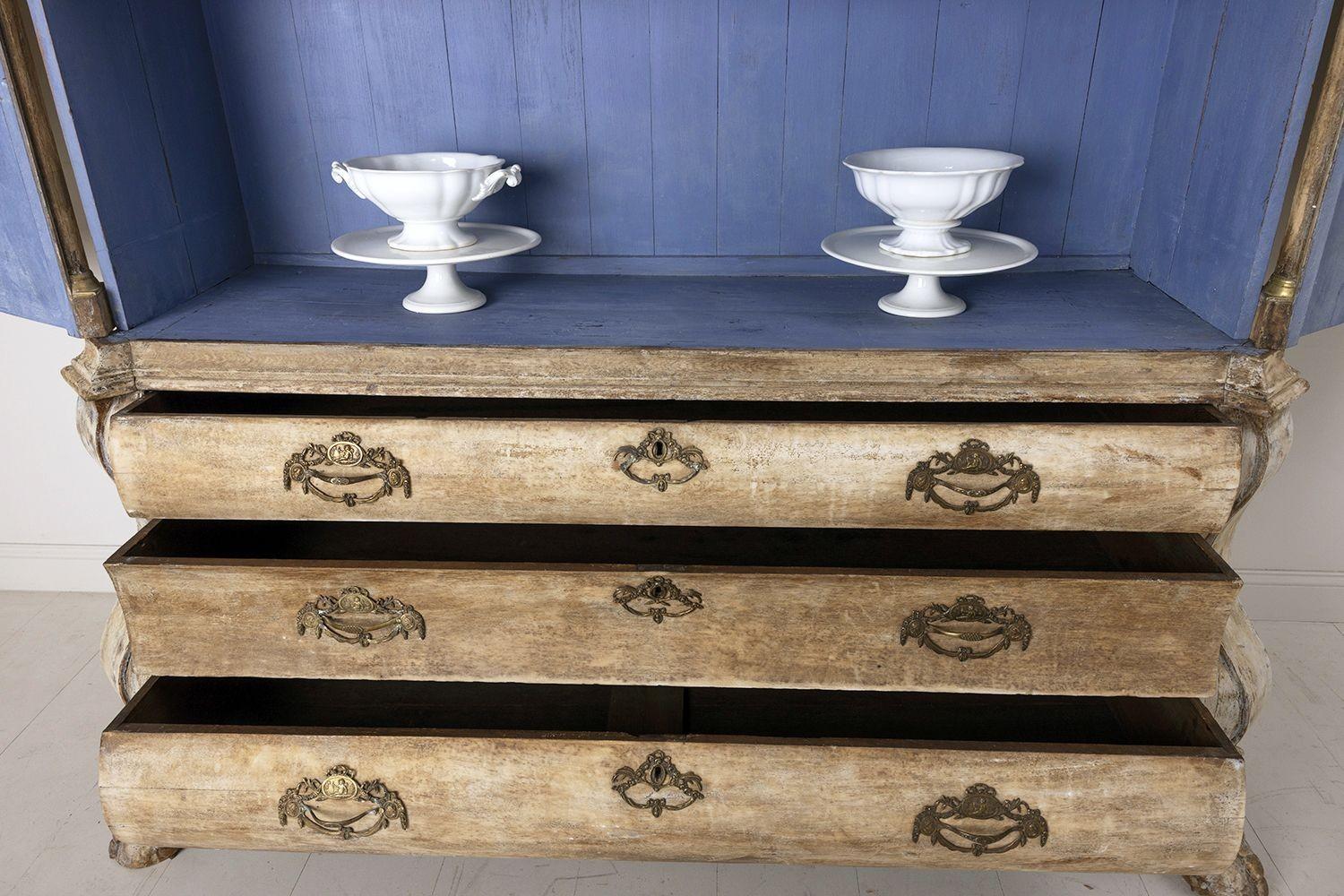 18th c. Dutch Rococo Period Oak Linen Cabinet Press in Original Patina 1
