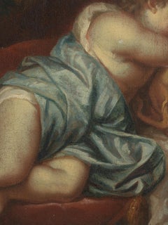 Dutch Shool, Vanitas Scene with Cherub Leaning on a Skull, Oil on Canvas