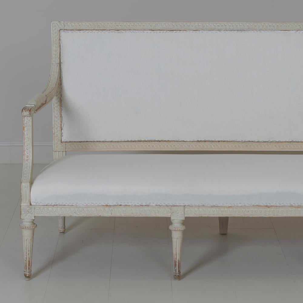 Swedish 18th Century Early Gustavian Period Painted Sofa Bench by Jacob Malmsten