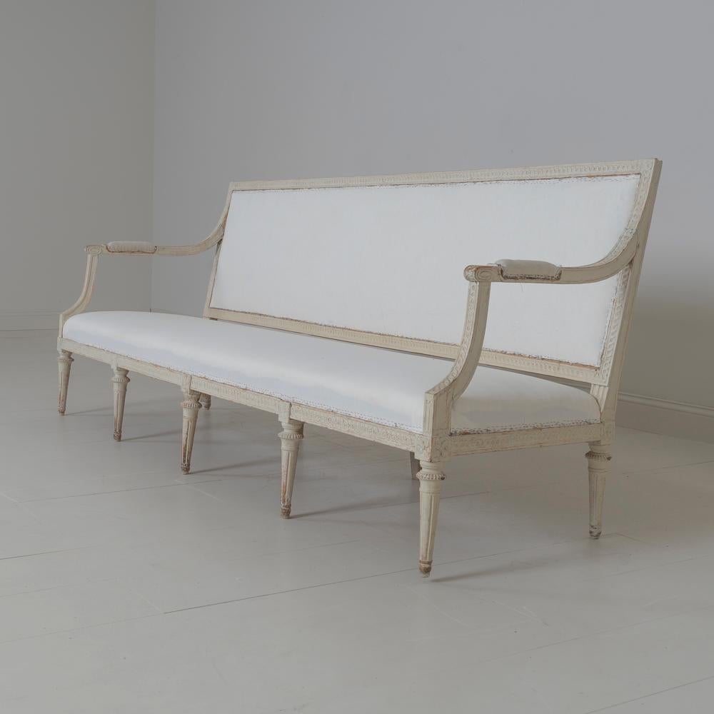 18th Century and Earlier 18th Century Early Gustavian Period Painted Sofa Bench by Jacob Malmsten