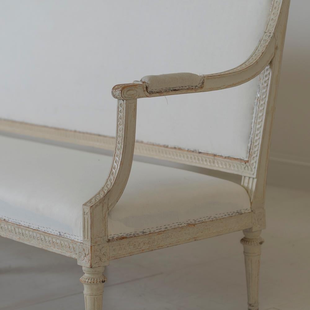 18th Century Early Gustavian Period Painted Sofa Bench by Jacob Malmsten 2