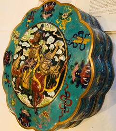 19th Century Emperor-on-Dragon and Lucky-Bat Design, Qing Dynasty Cloisonné Box