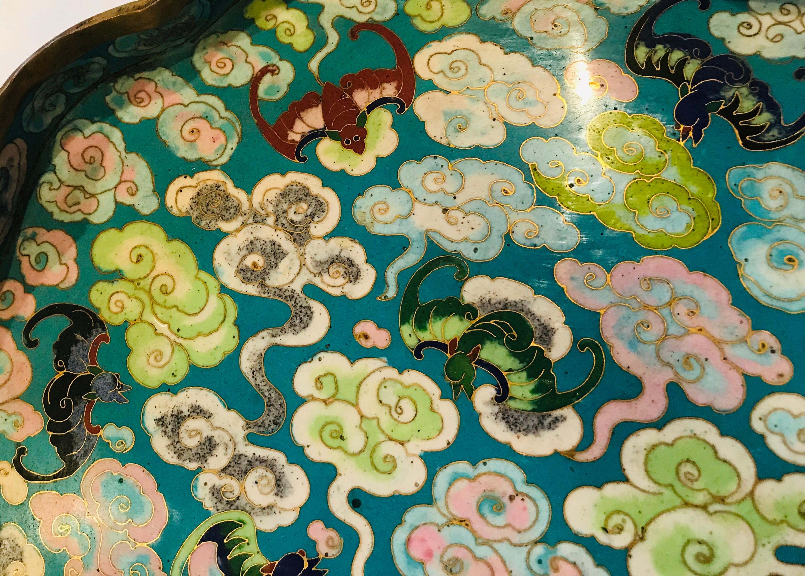 19th Century Emperor-on-Dragon and Lucky-Bat Design, Qing Dynasty Cloisonné Box For Sale 3