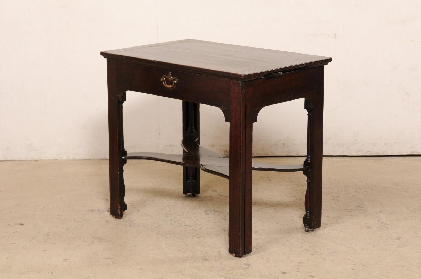 18th C. English Architect's Table w/Unique Legs, Expanding Top, & Candle Shelves For Sale 6