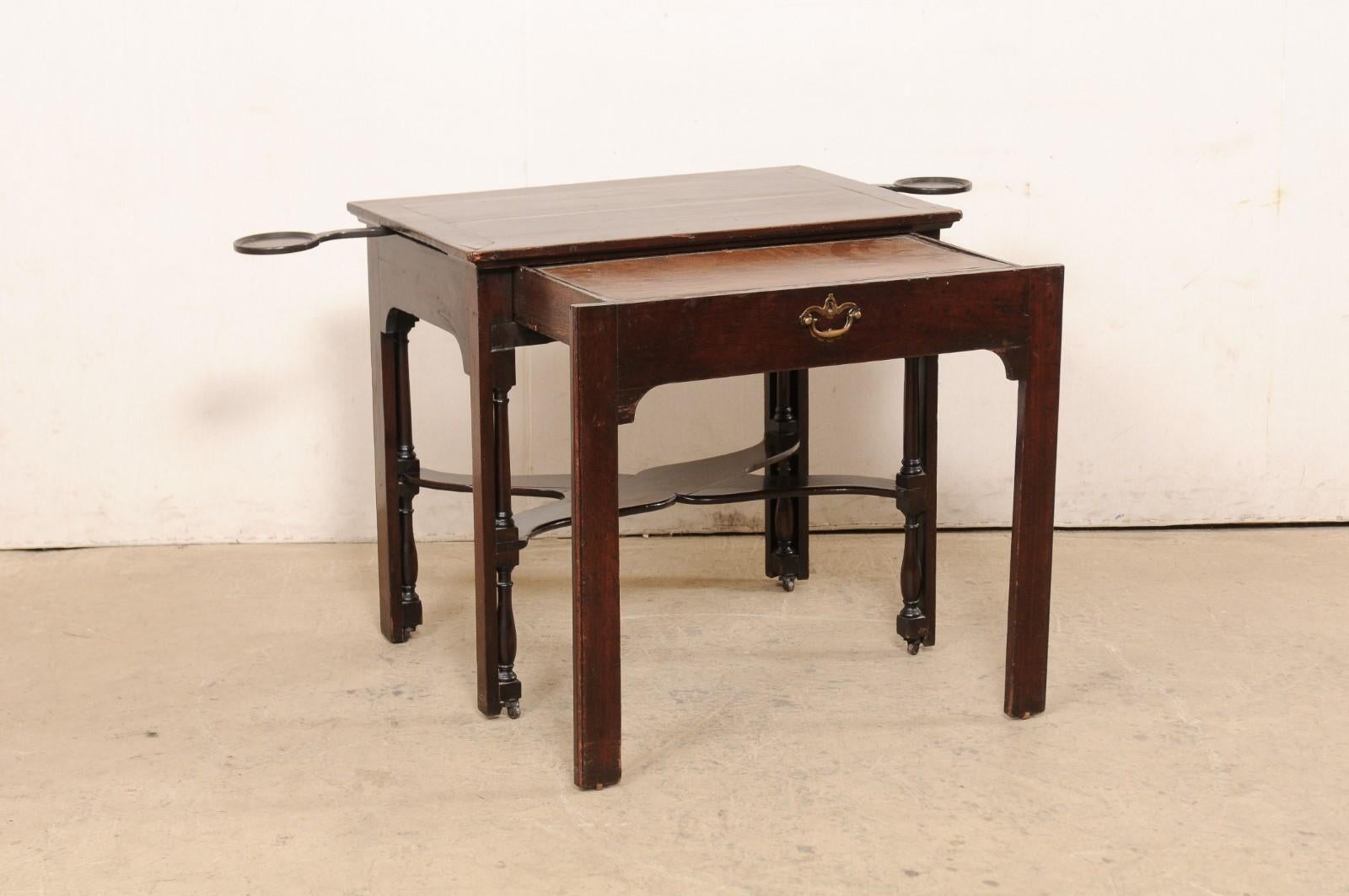 18th Century and Earlier 18th C. English Architect's Table w/Unique Legs, Expanding Top, & Candle Shelves For Sale