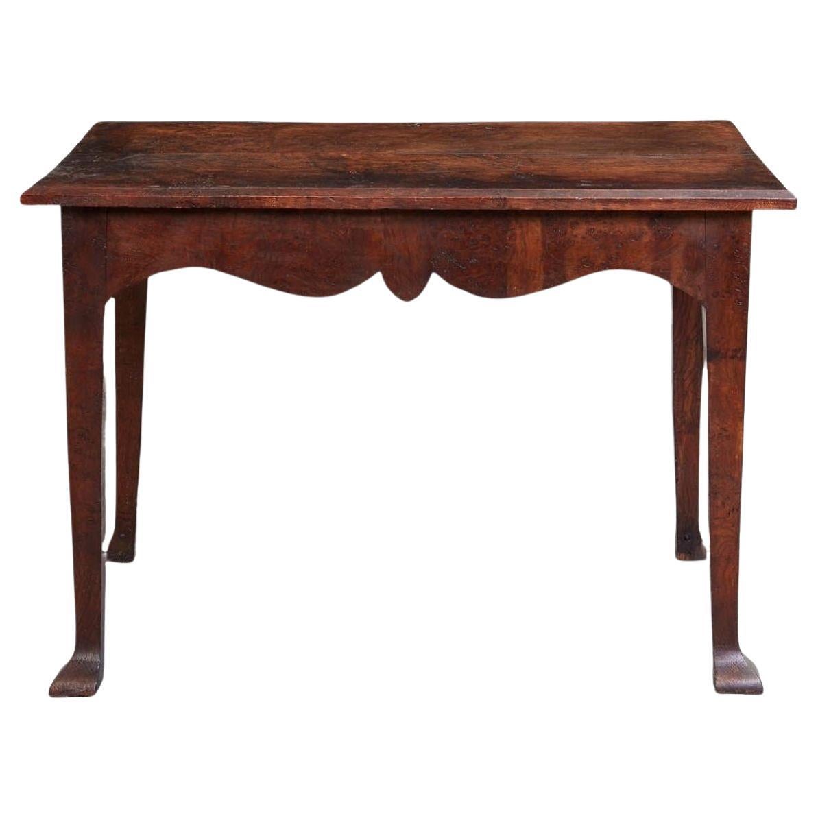 18th c. English Burr Oak Center Table For Sale