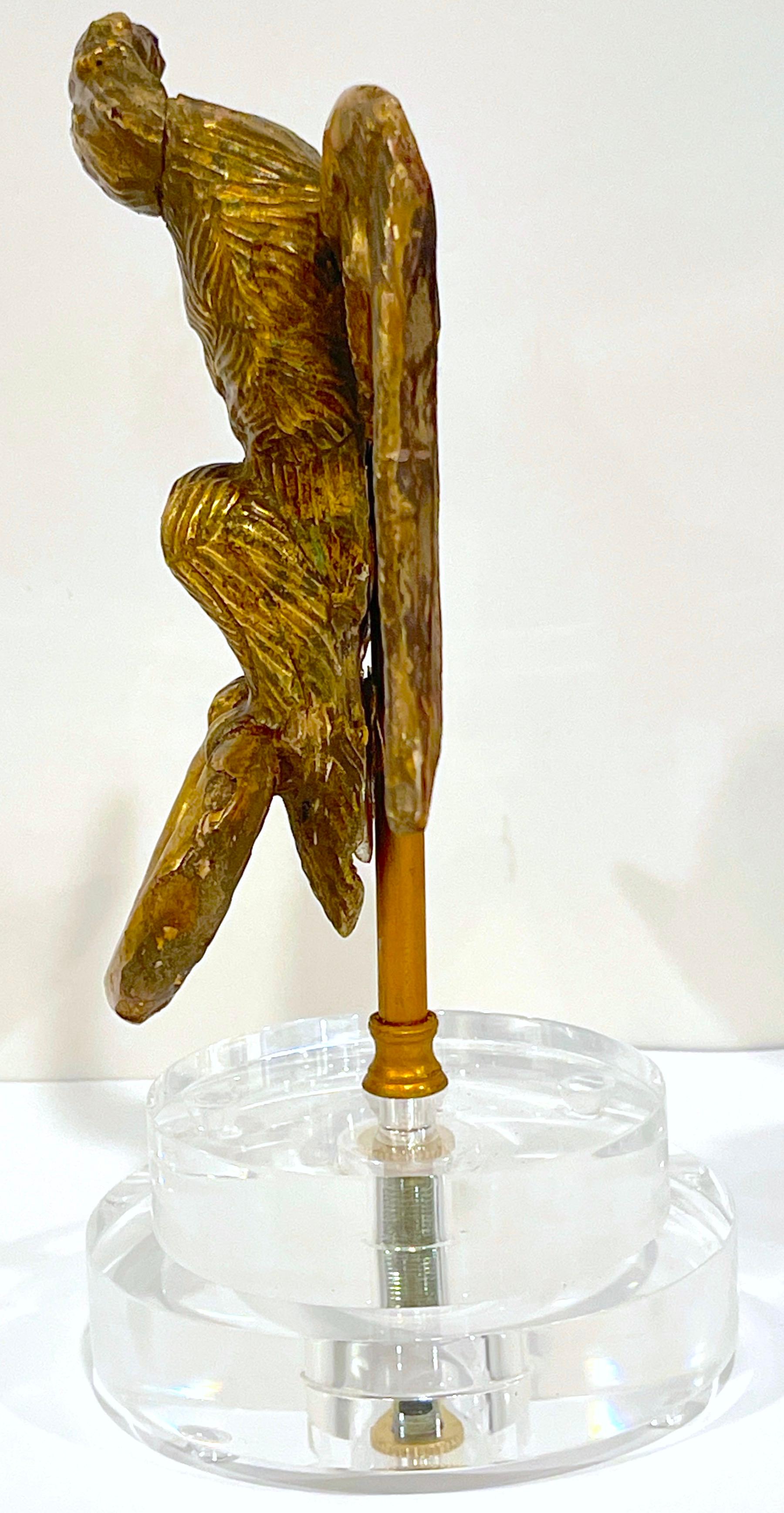 18th C. English Carved Giltwood Eagle Facing Left, on Lucite Pedestal Base For Sale 5