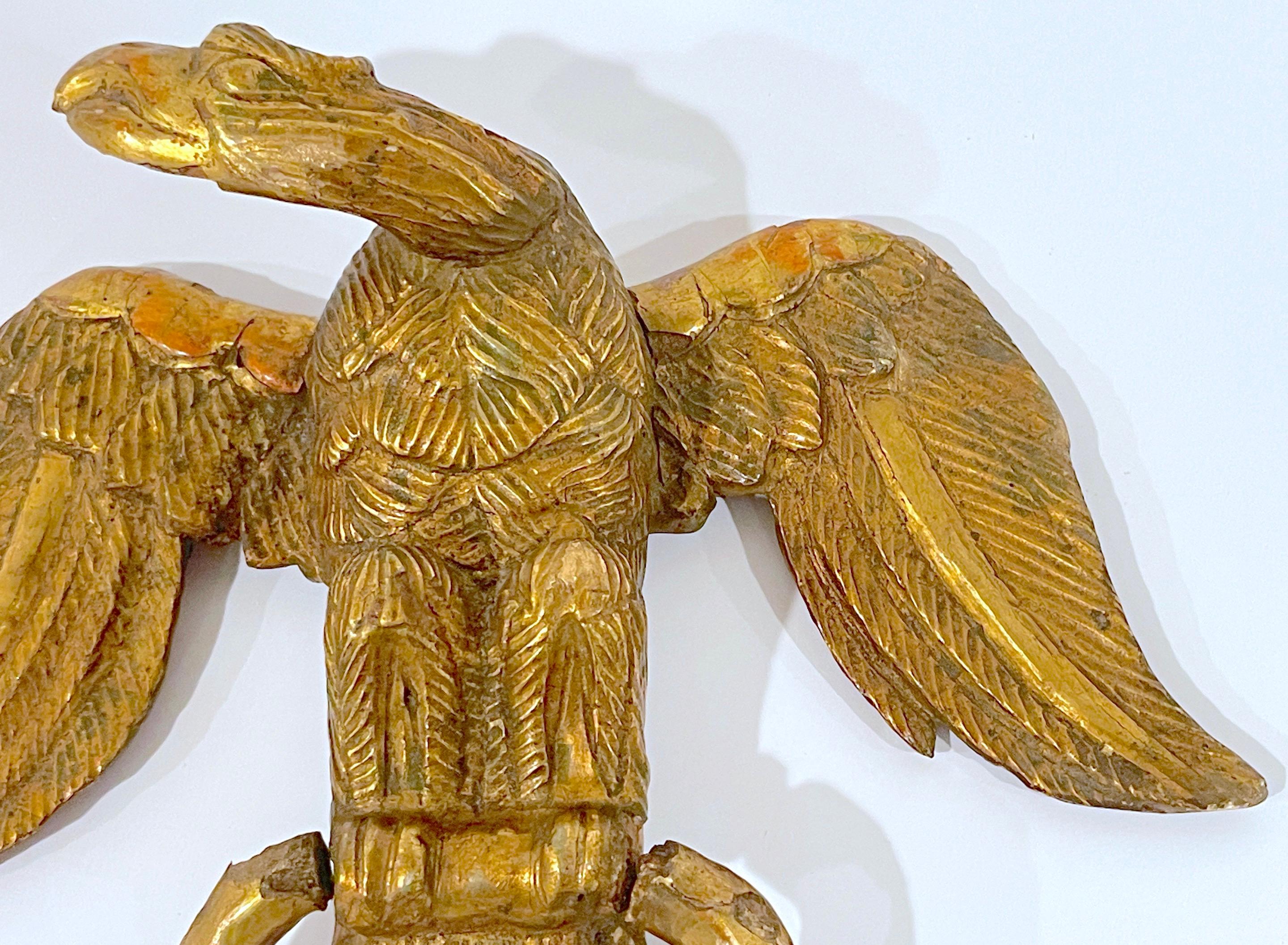 18th C. English Carved Giltwood Eagle Facing Left, on Lucite Pedestal Base For Sale 9