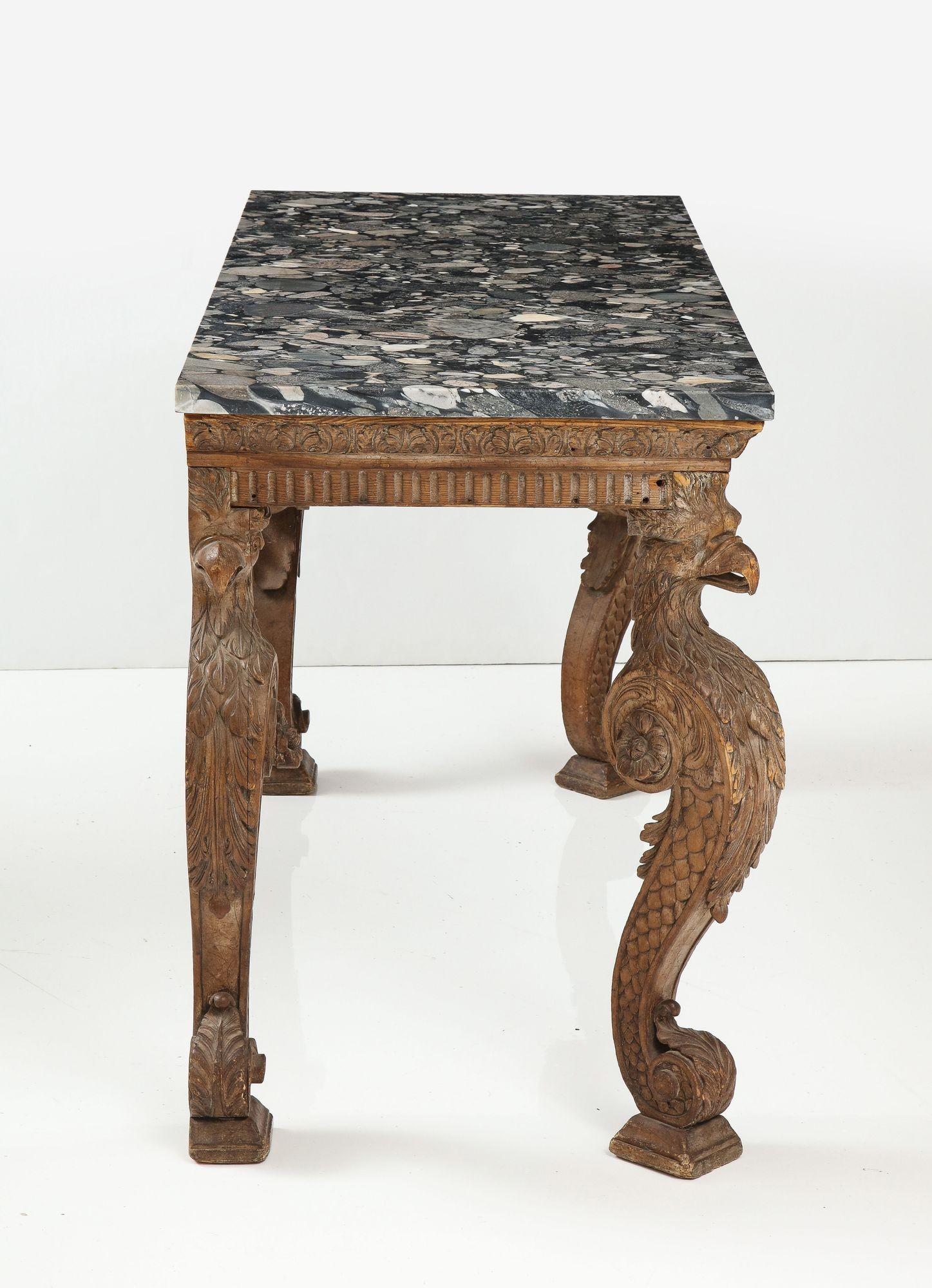 Marble English Console Table in Kentian Manner For Sale