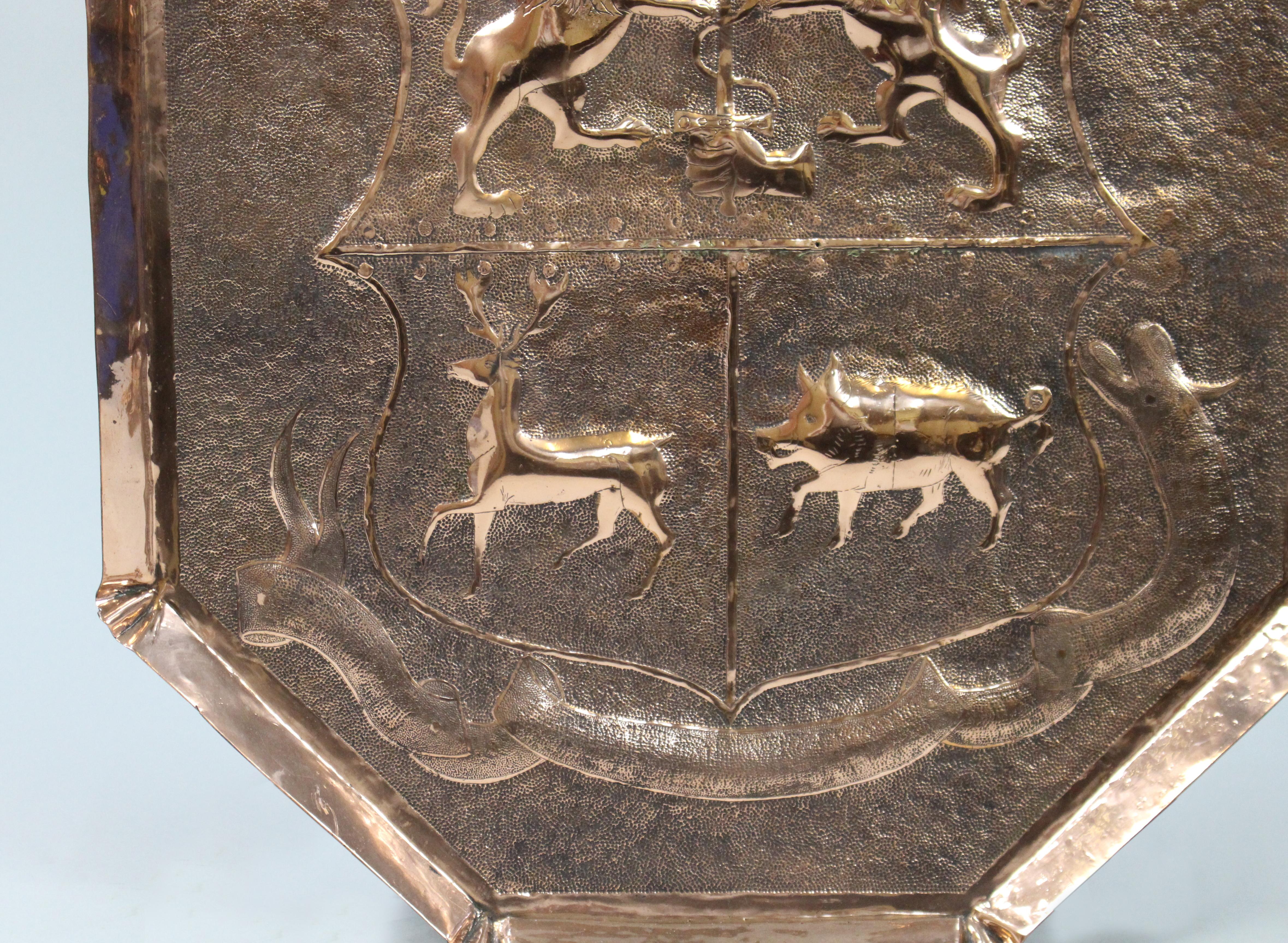 18th Century and Earlier 18th Century English Copper Armorial Wall Hanging For Sale