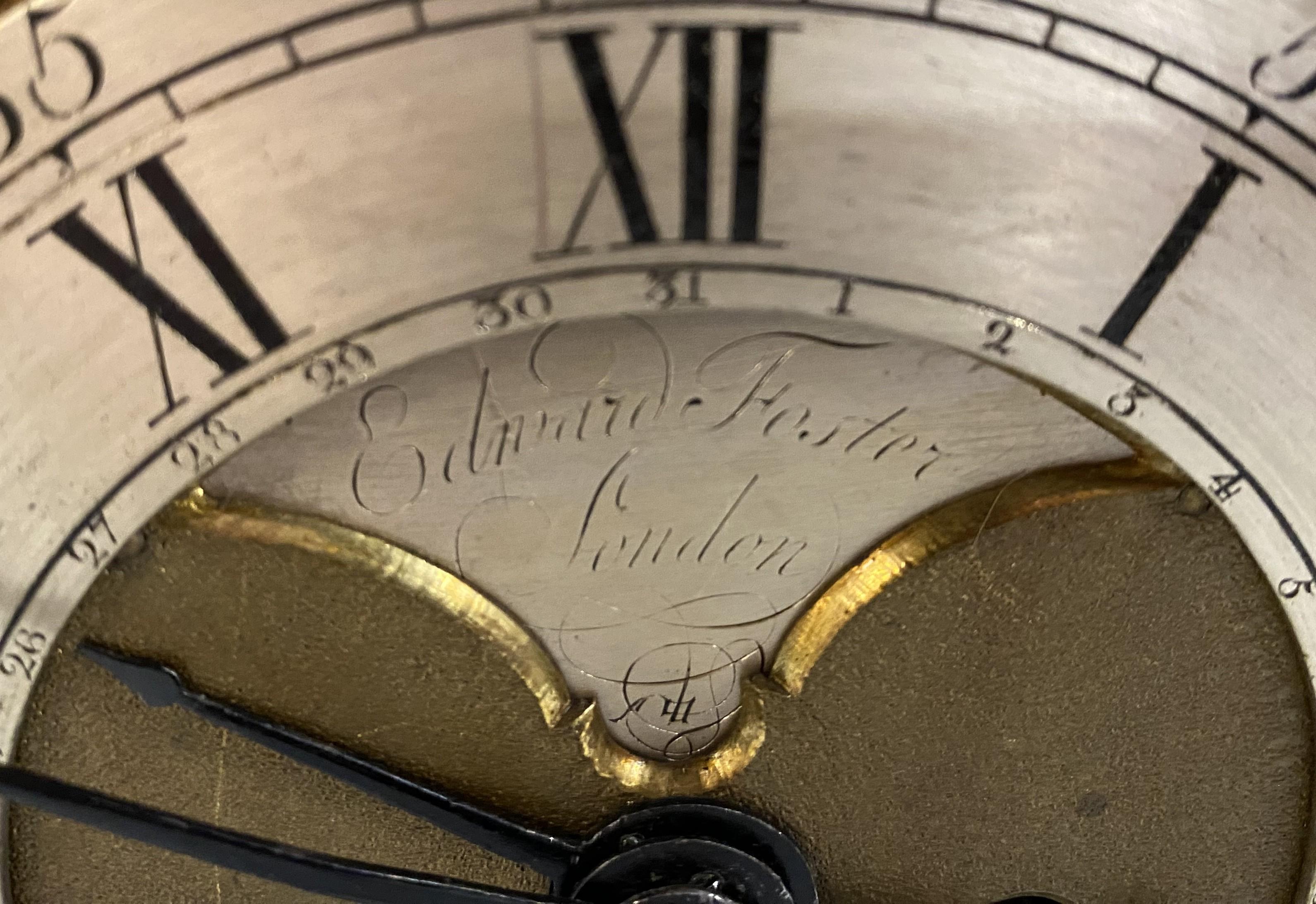 18th c English Edward Foster Mahogany Bracket Clock In Good Condition In Milford, NH