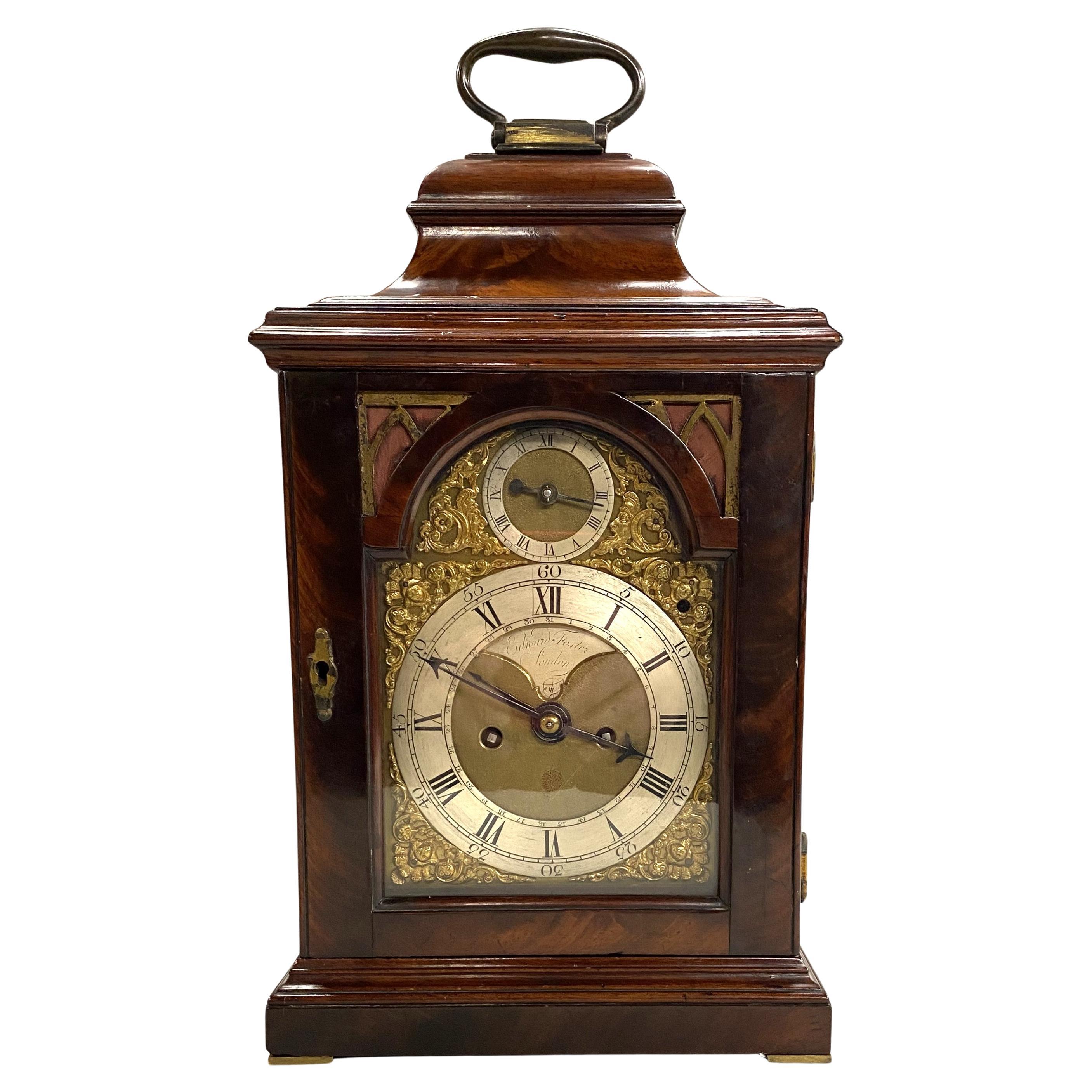 18th c English Edward Foster Mahogany Bracket Clock