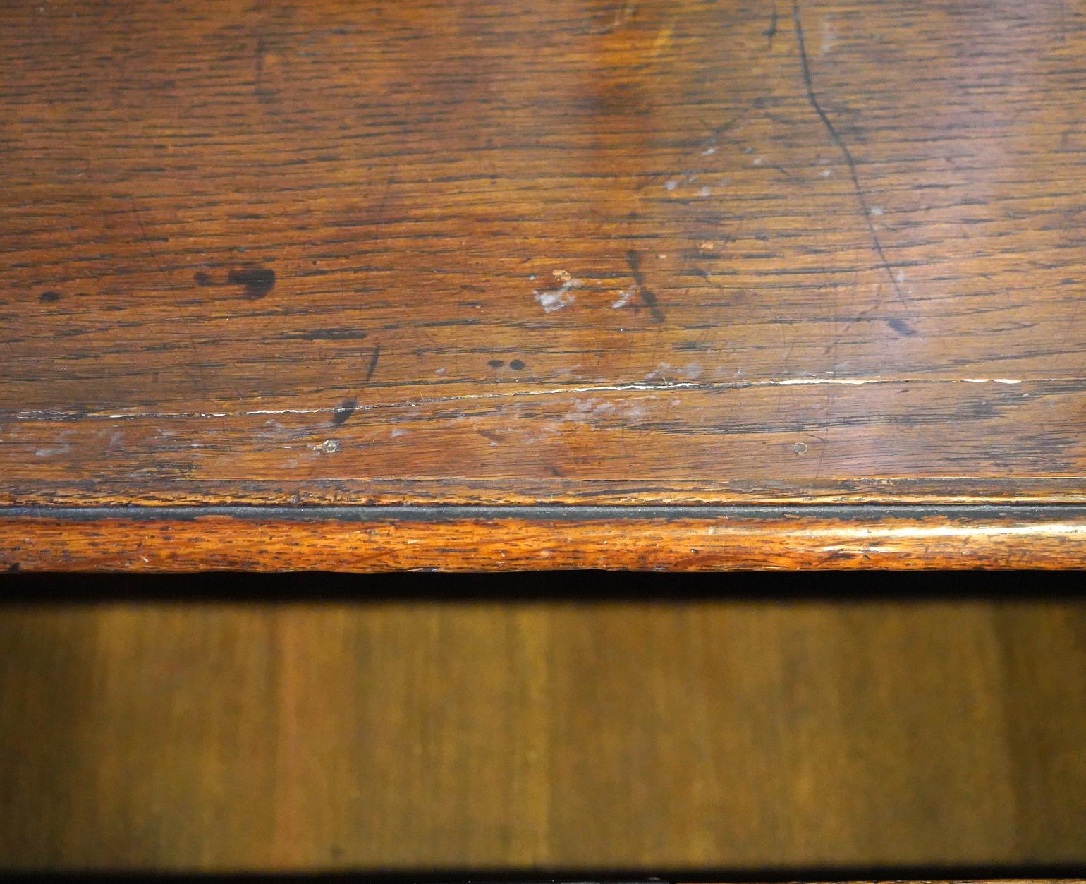 18th C. English Georgian Two Part Oak Chest of Drawers with Beautiful Brasses 2