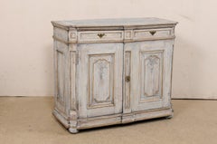 18th C. English Hand-Carved & Painted Buffet Cabinet