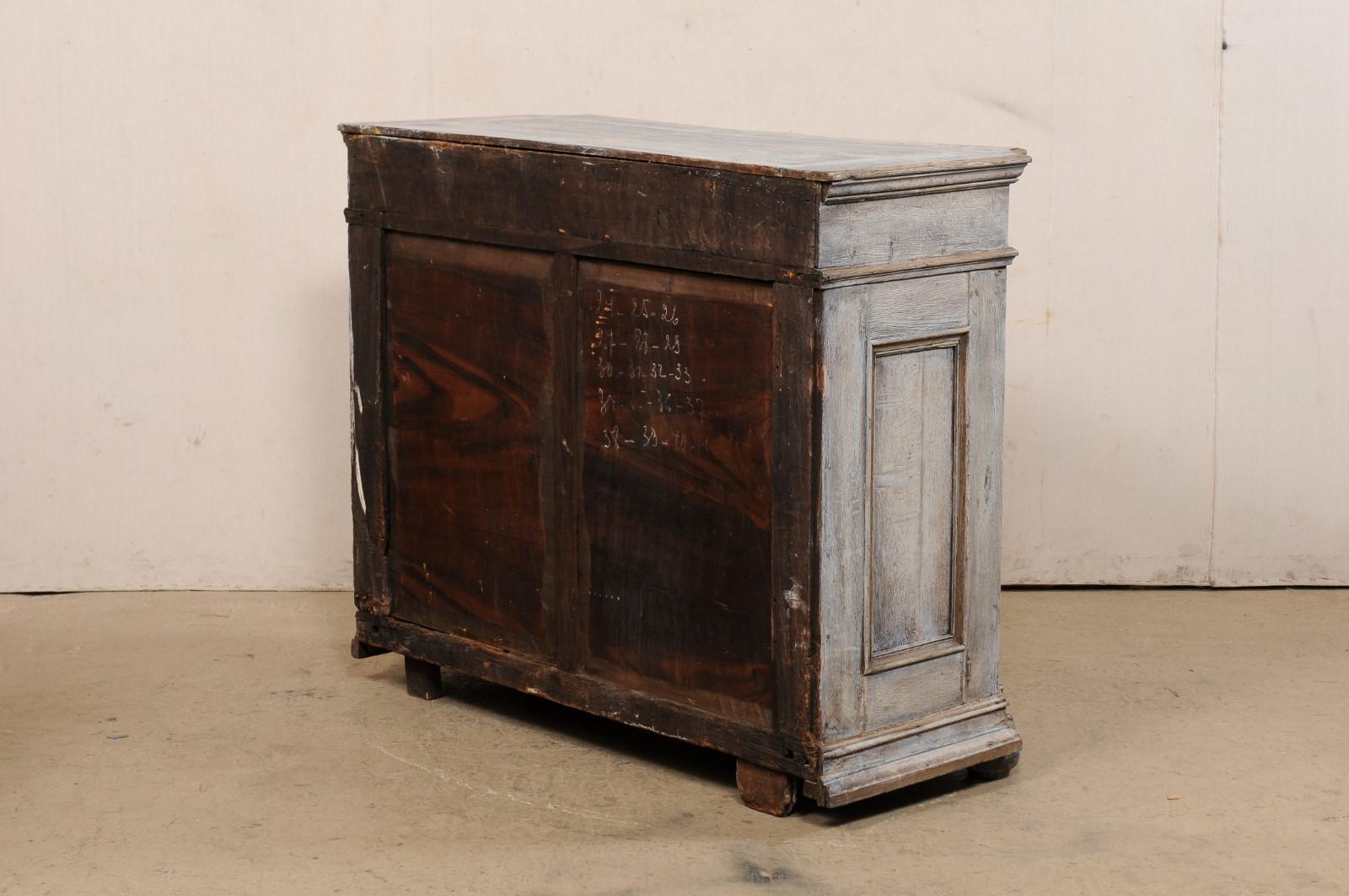 Wood 18th C. English Hand-Carved & Painted Buffet Cabinet For Sale