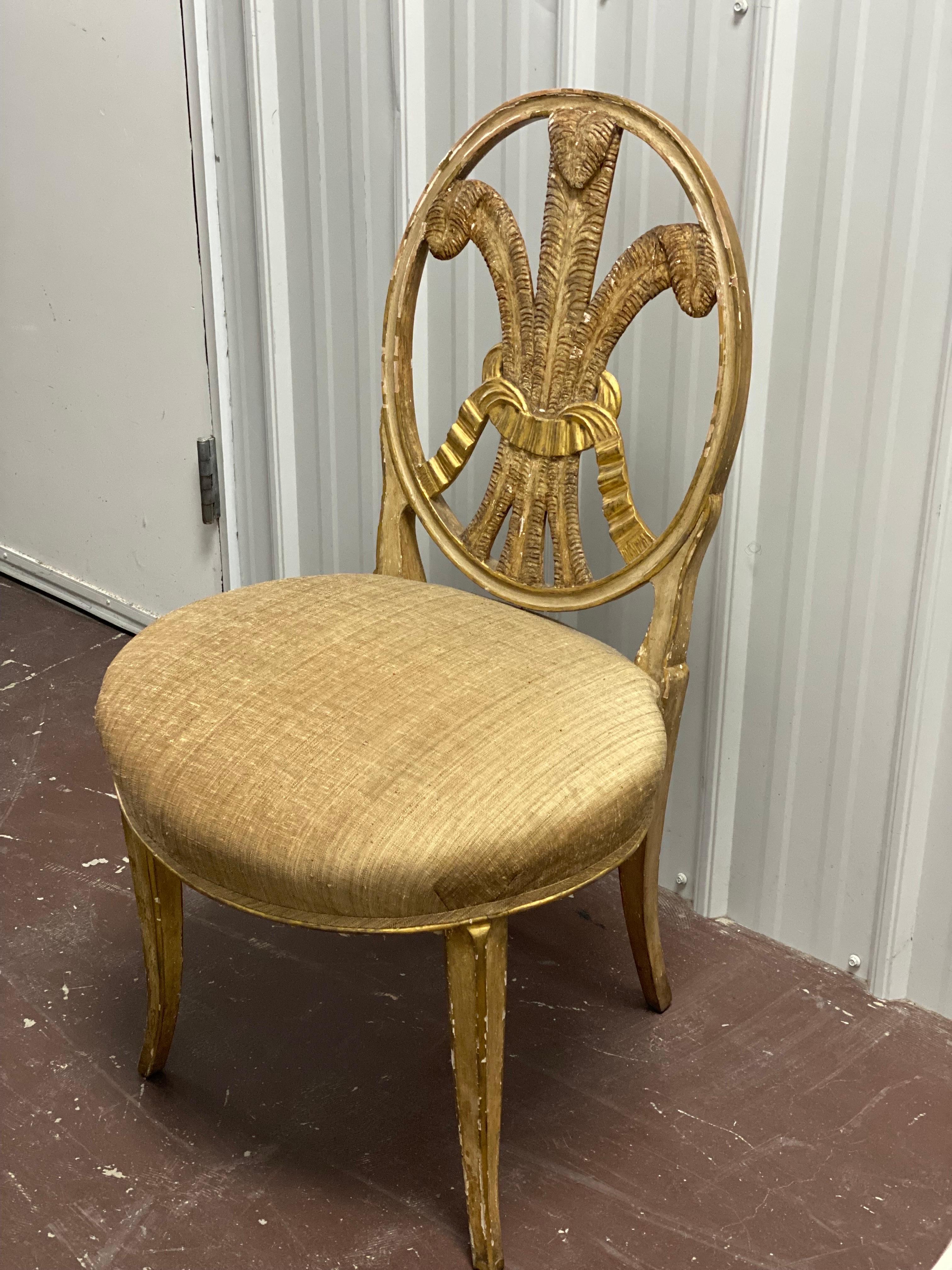 18th c. English Hepplewhite Prince of Wales Parcel-Gilt Side Chair For Sale 7