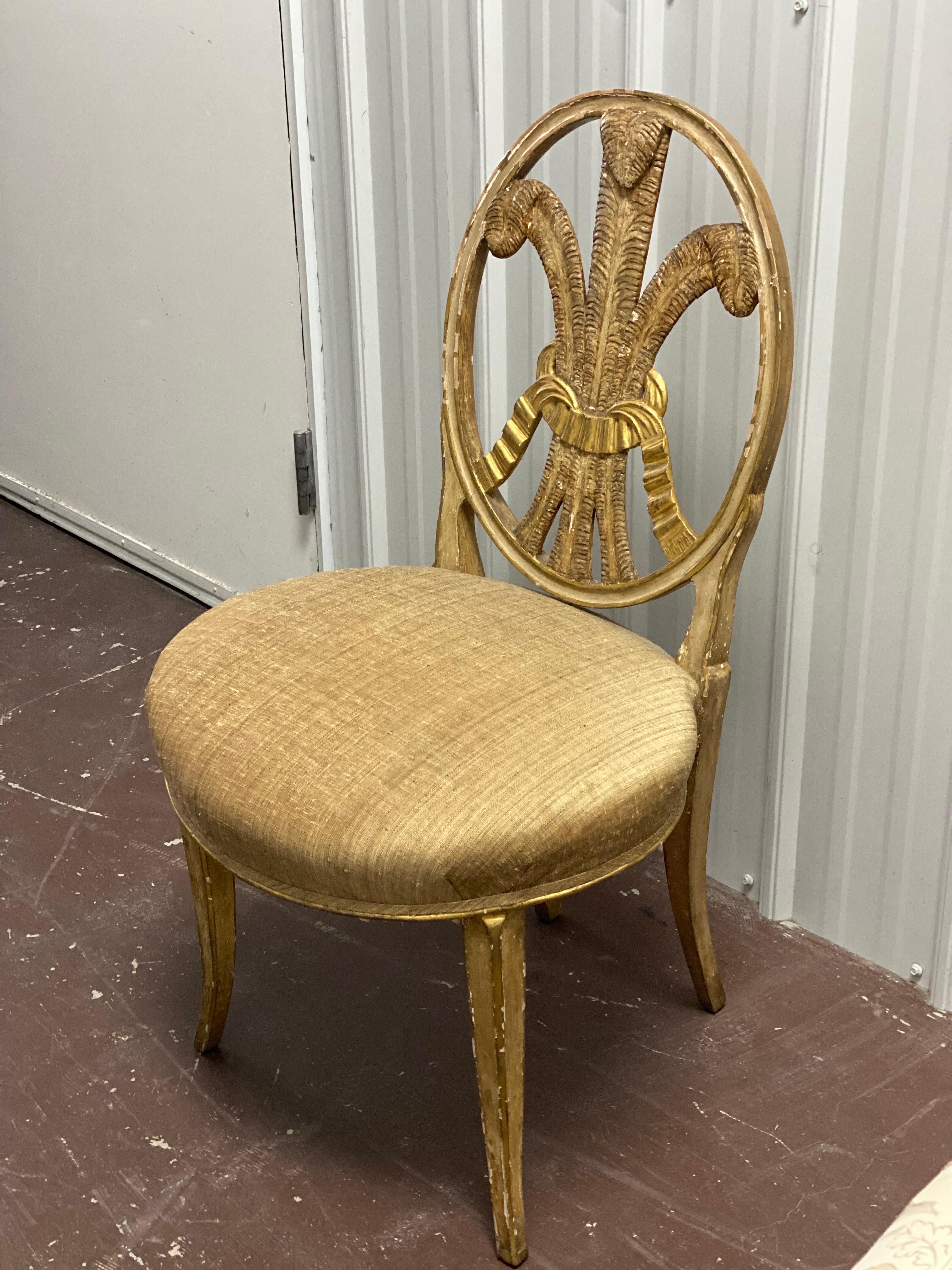 18th c. English Hepplewhite Prince of Wales Parcel-Gilt Side Chair For Sale 8