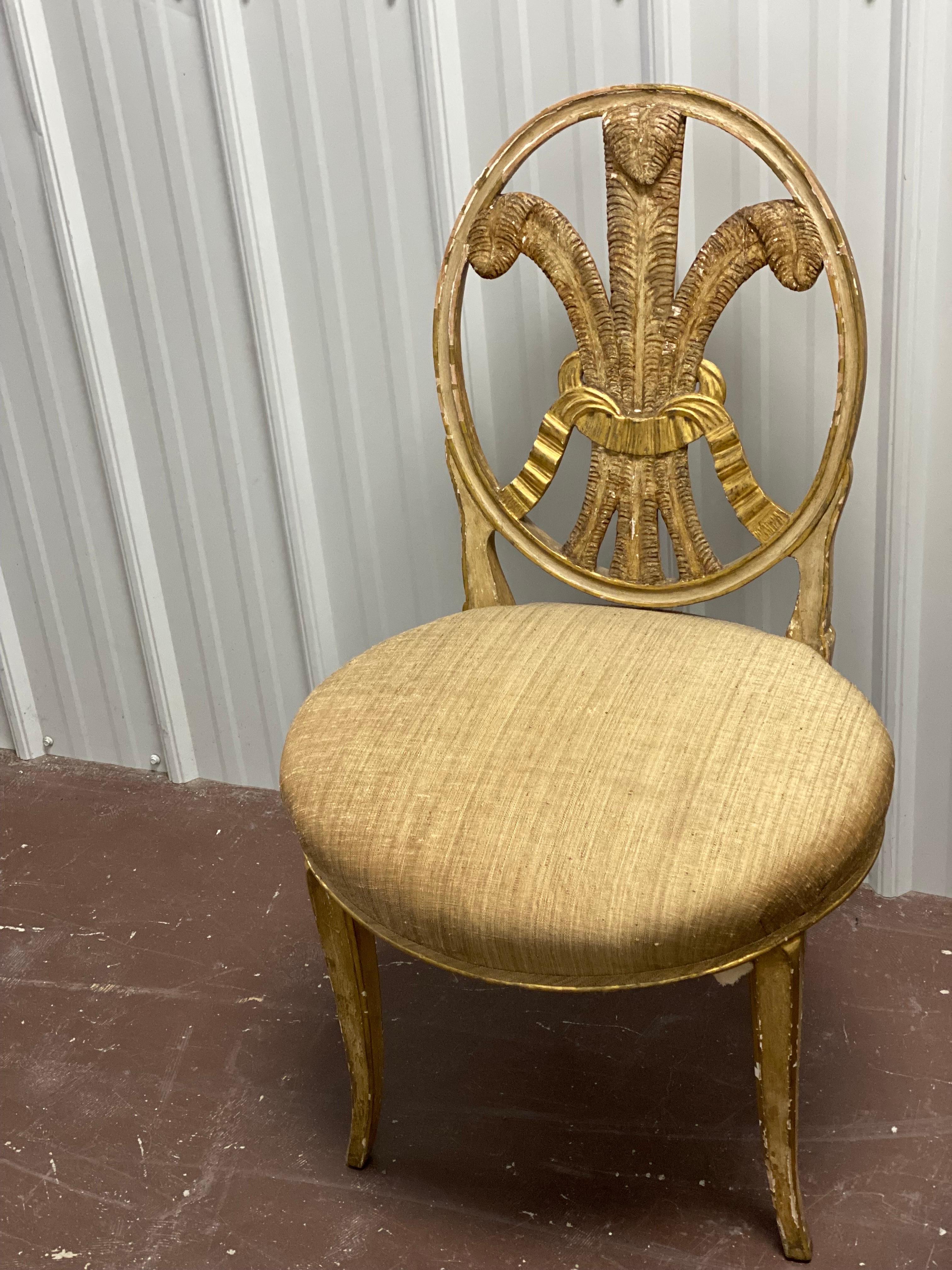 18th c. English Hepplewhite Prince of Wales Parcel-Gilt Side Chair For Sale 9
