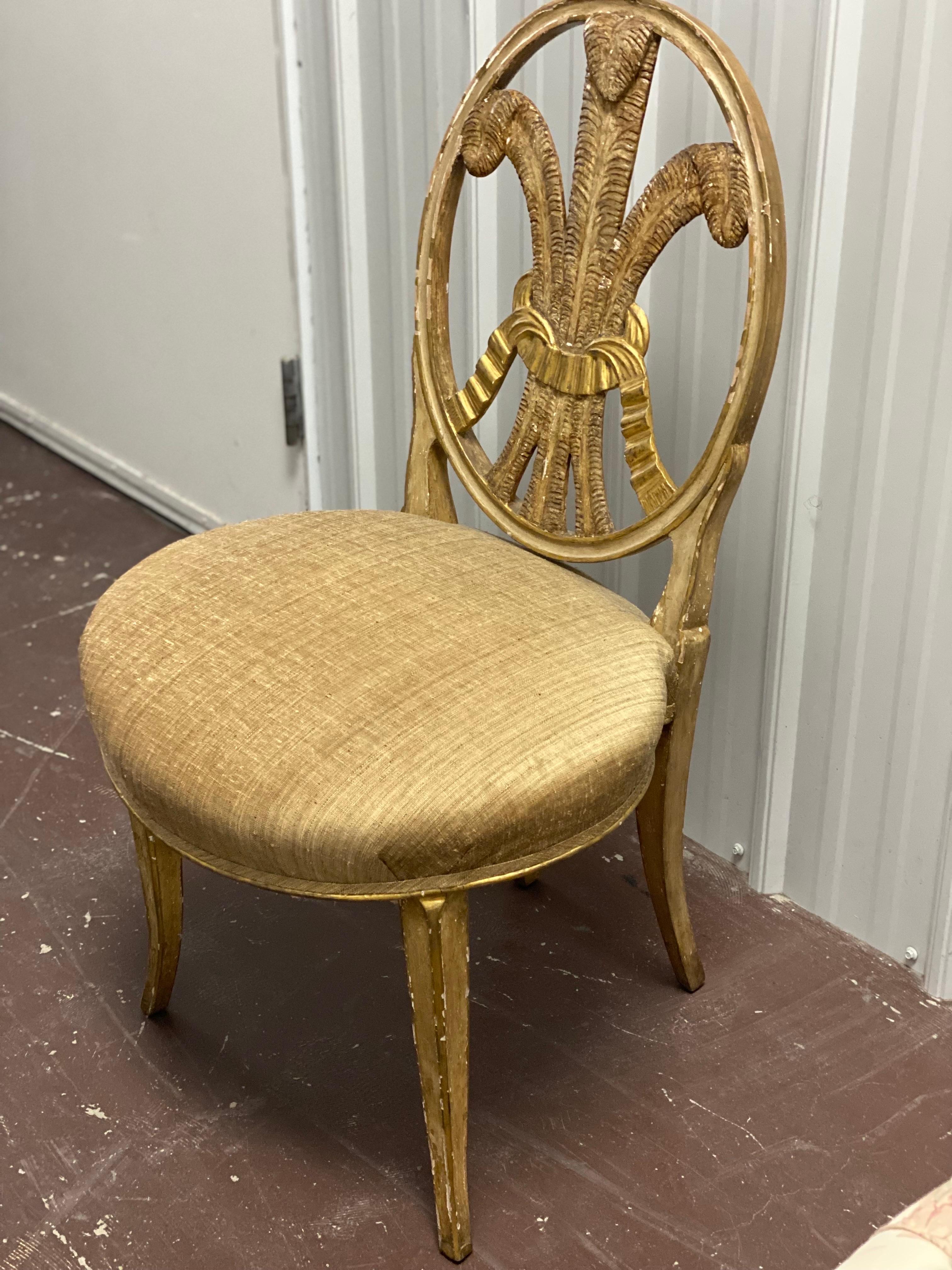 18th c. English Hepplewhite Prince of Wales Parcel-Gilt Side Chair For Sale 10