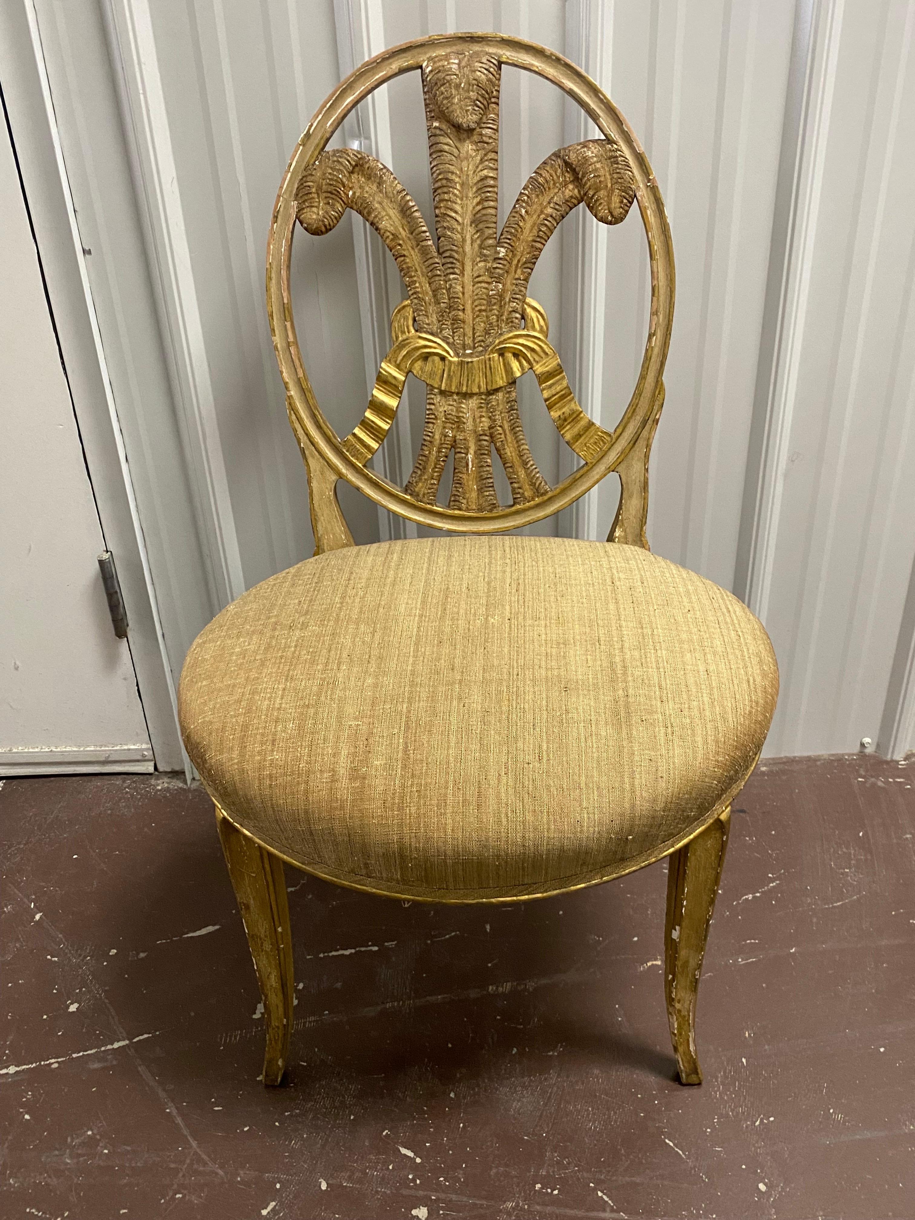 Wood 18th c. English Hepplewhite Prince of Wales Parcel-Gilt Side Chair For Sale