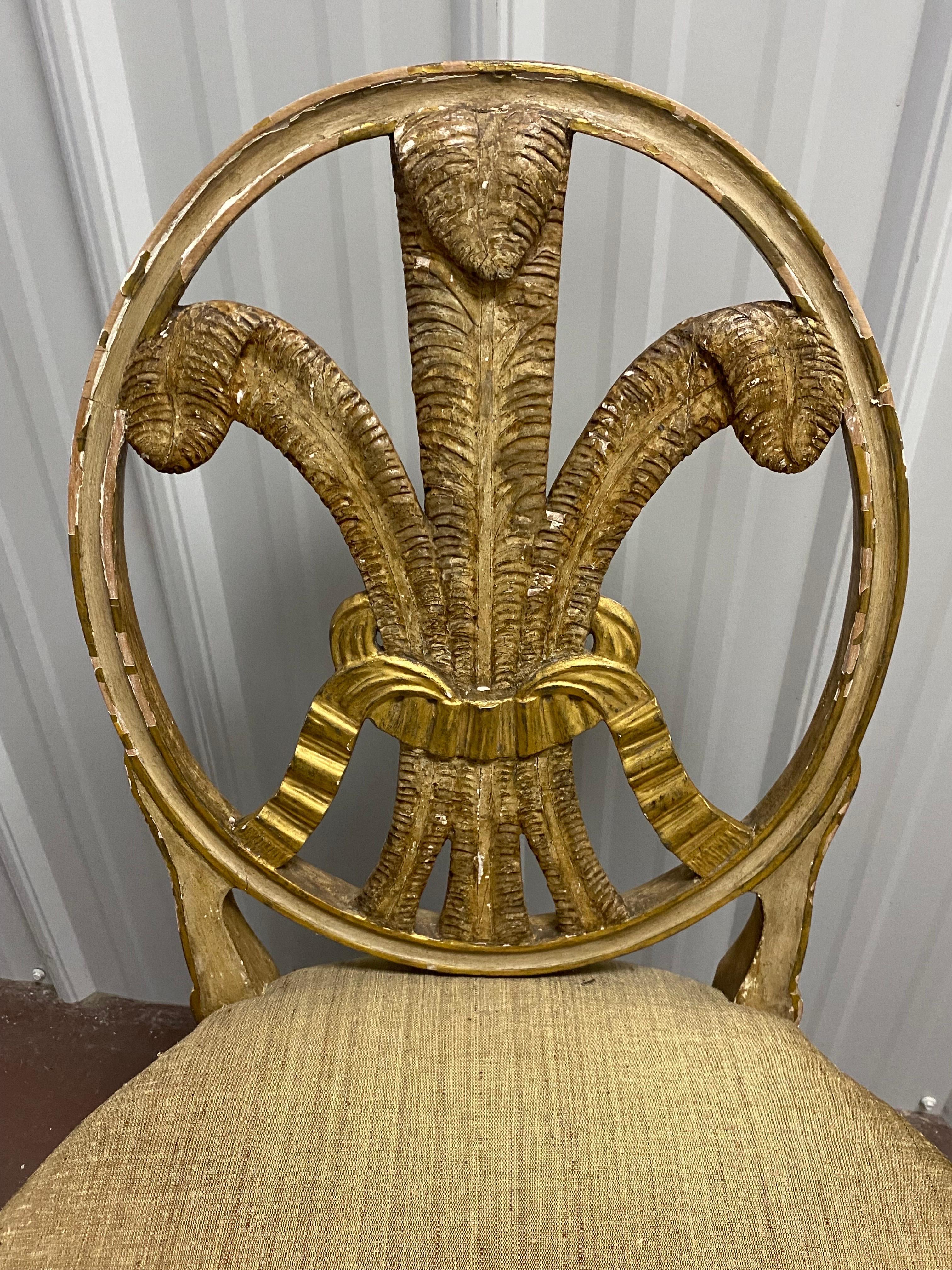 18th c. English Hepplewhite Prince of Wales Parcel-Gilt Side Chair For Sale 4
