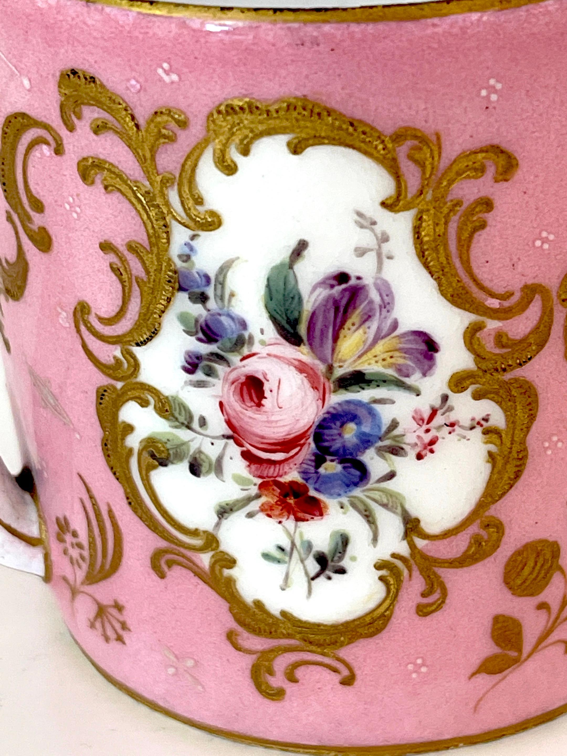 18th C. English Rocco Battersea & Porcelain Companion Cup & Saucer, Unique For Sale 2