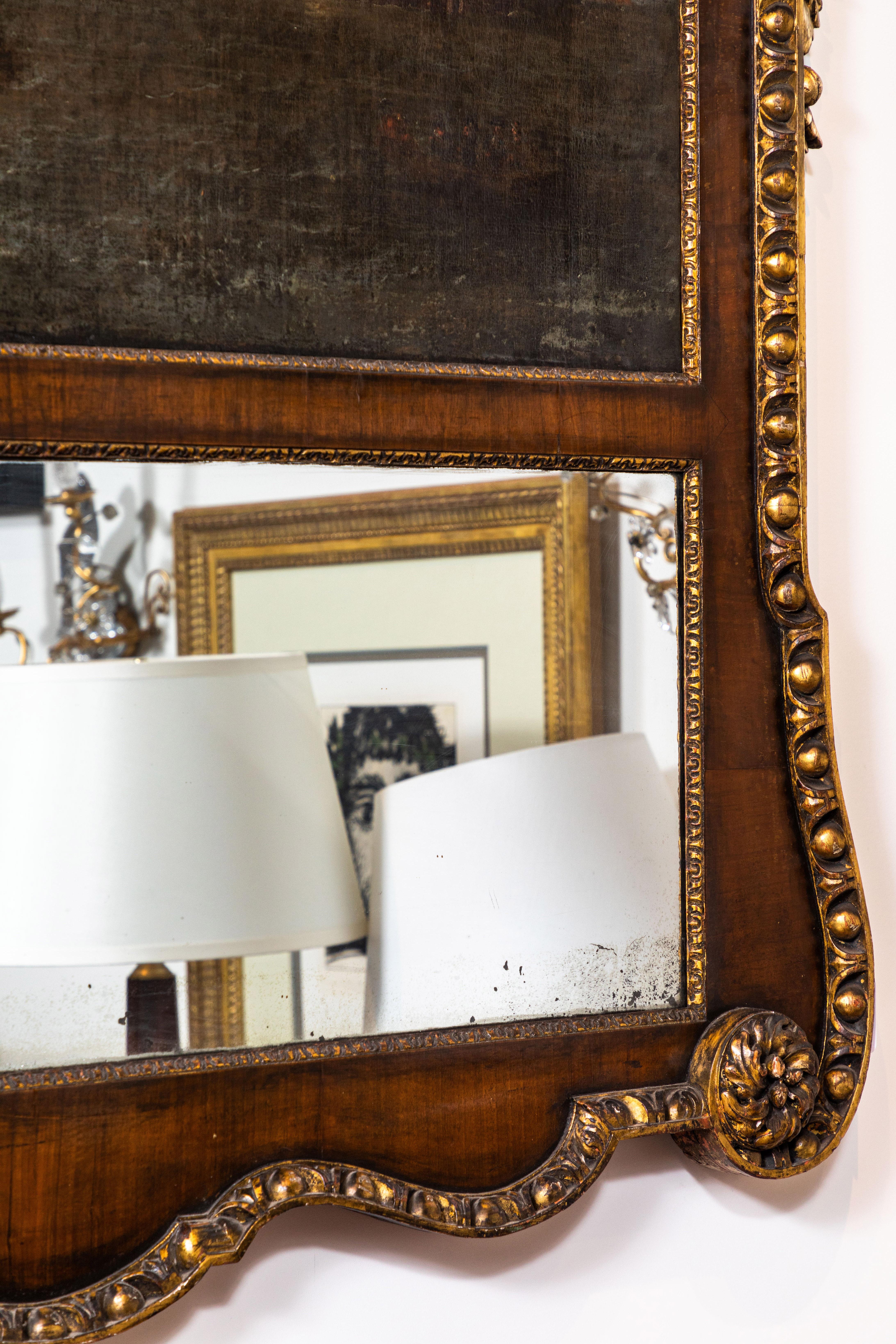 Miroir Trumeau anglais du 18ème siècle avec peinture à l'huile en vente 3