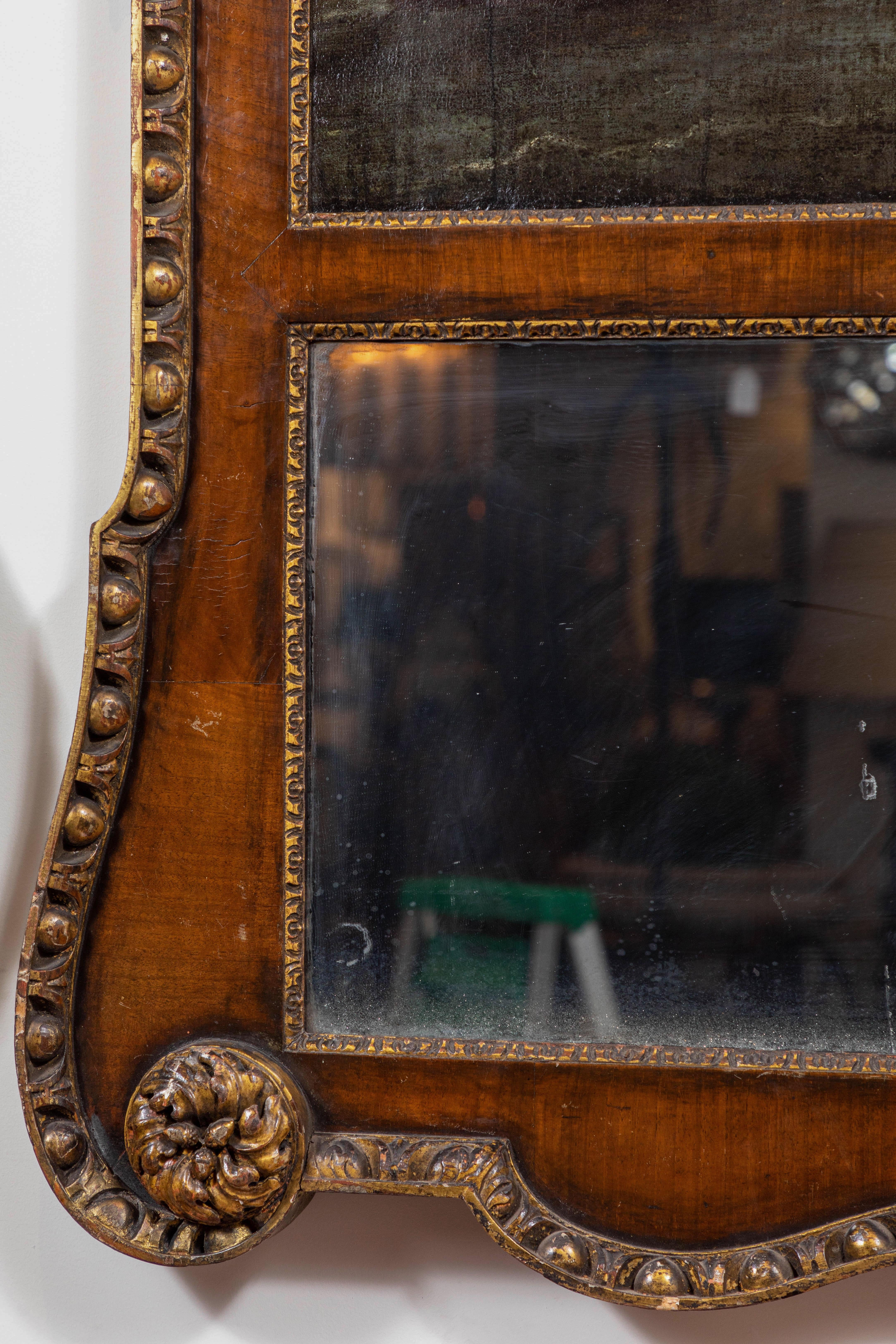 18th Century, English Trumeau Mirror with Oil Painting In Good Condition For Sale In Newport Beach, CA