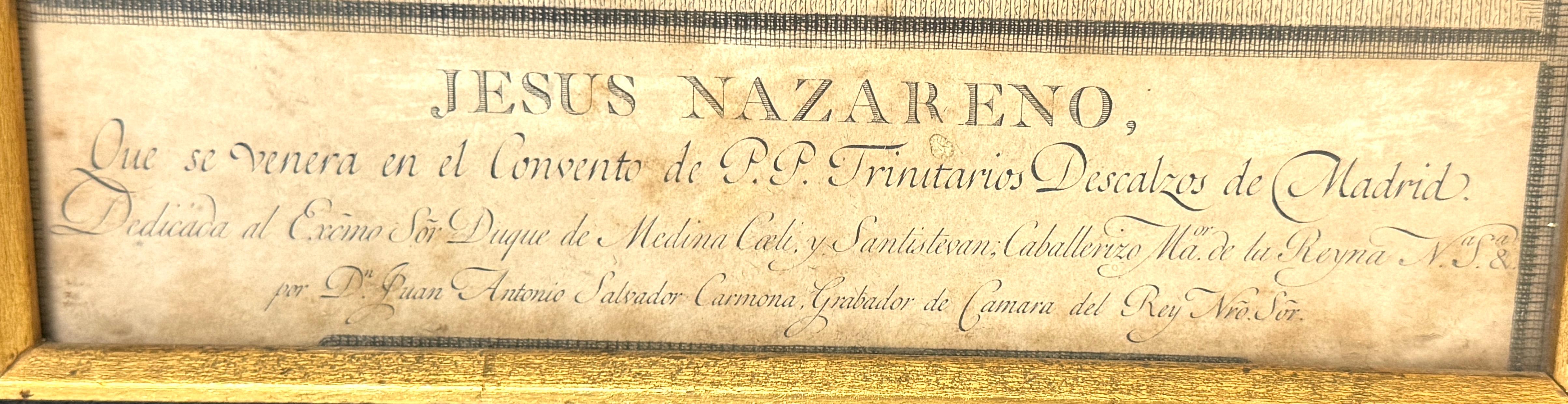 Gravure du 18ème C Jesús Nazareno par Juan Antonio Salvador Carmona en vente 3