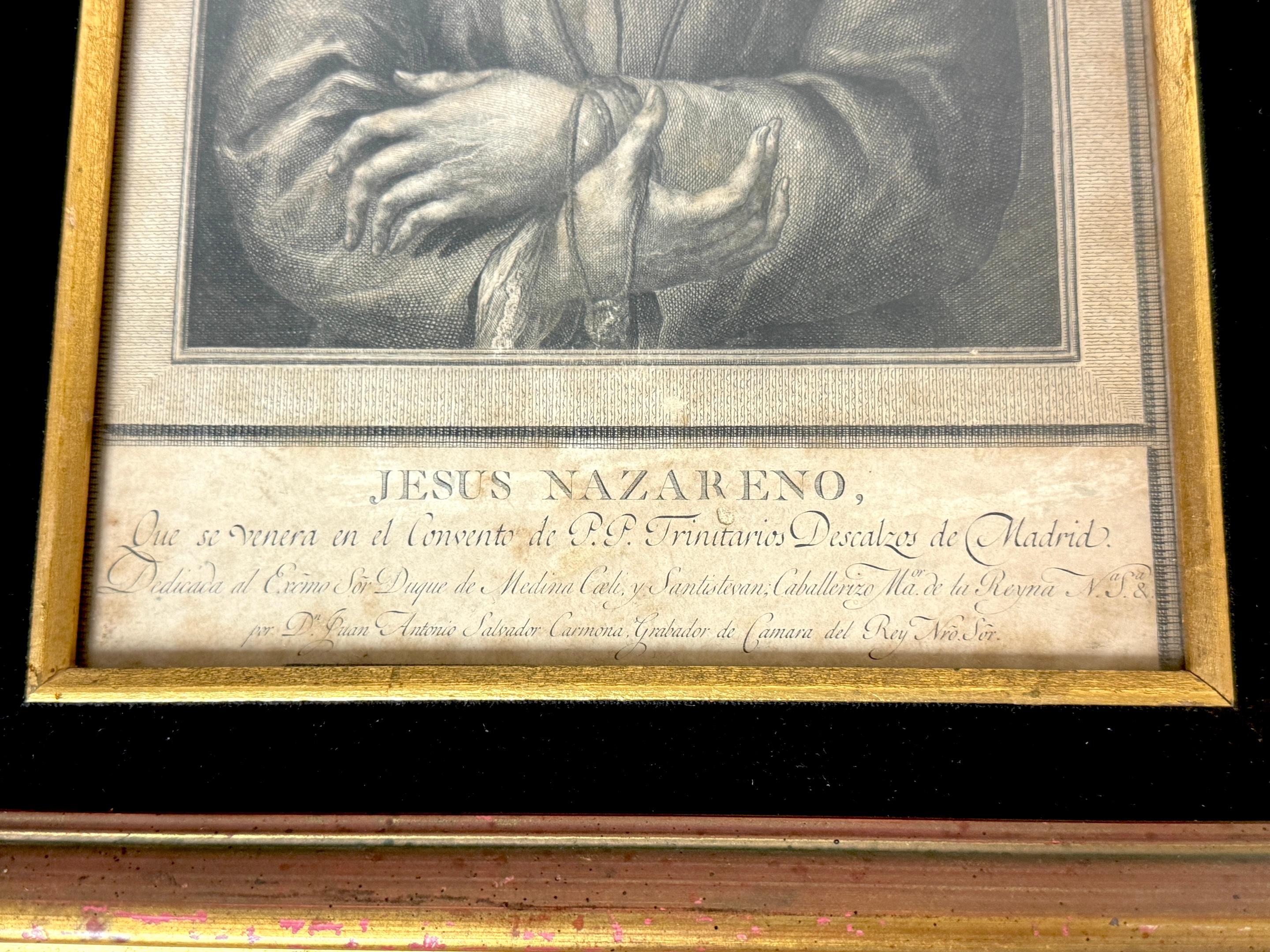 Gravure du 18ème C Jesús Nazareno par Juan Antonio Salvador Carmona en vente 2