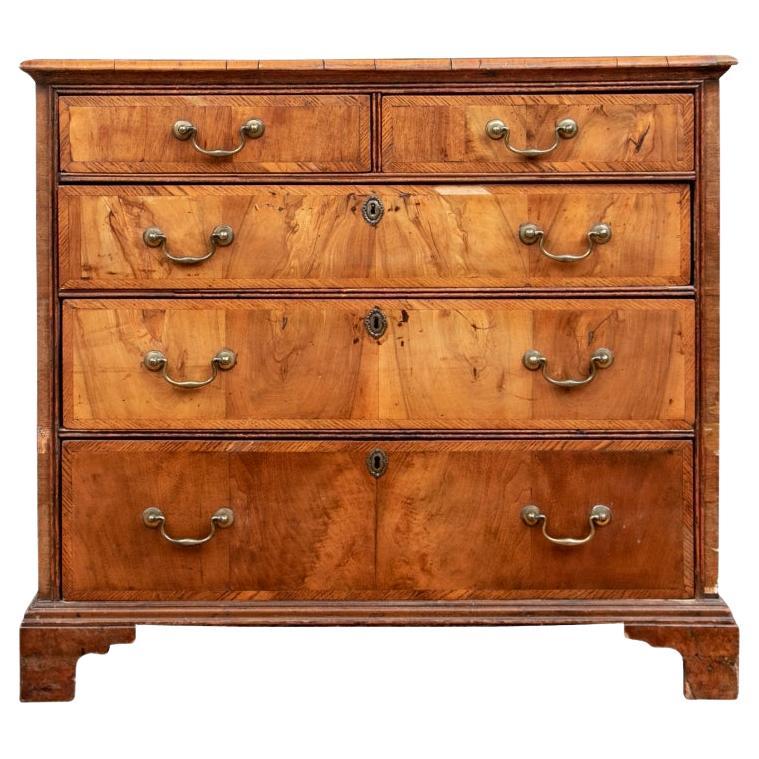 18th C. Figured Wood Chest Of Drawers for Restoration 