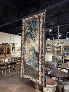 18th C. French Aubusson Verdure Tapestry with Exotic Bird and Floral Border