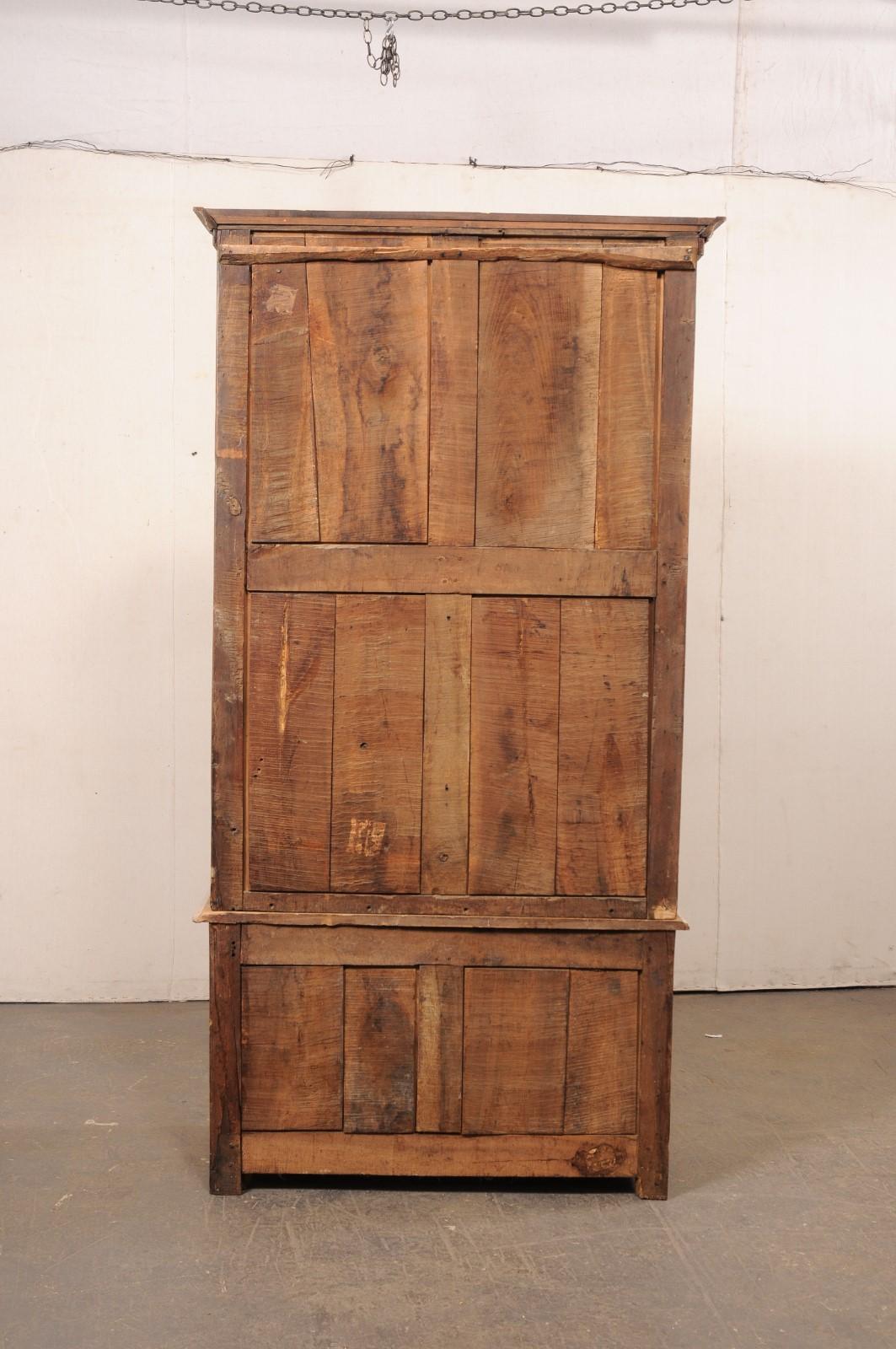 18th C. French Bleached Buffet à Deux-Corps w/Wire-Front Geometric Panel Doors For Sale 2