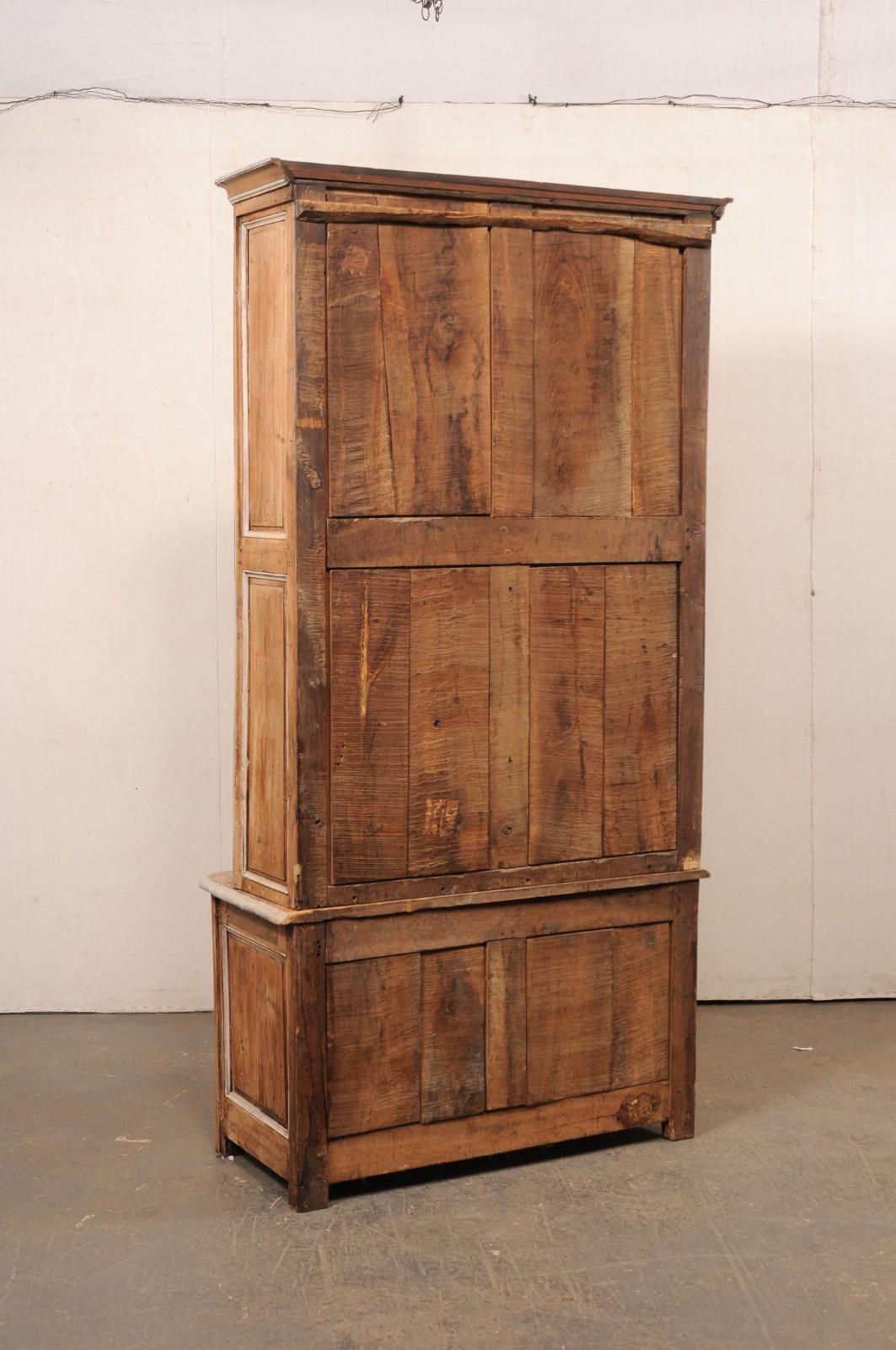 18th C. French Bleached Buffet à Deux-Corps w/Wire-Front Geometric Panel Doors For Sale 3