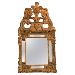 18th c. French carved and gilded mirror