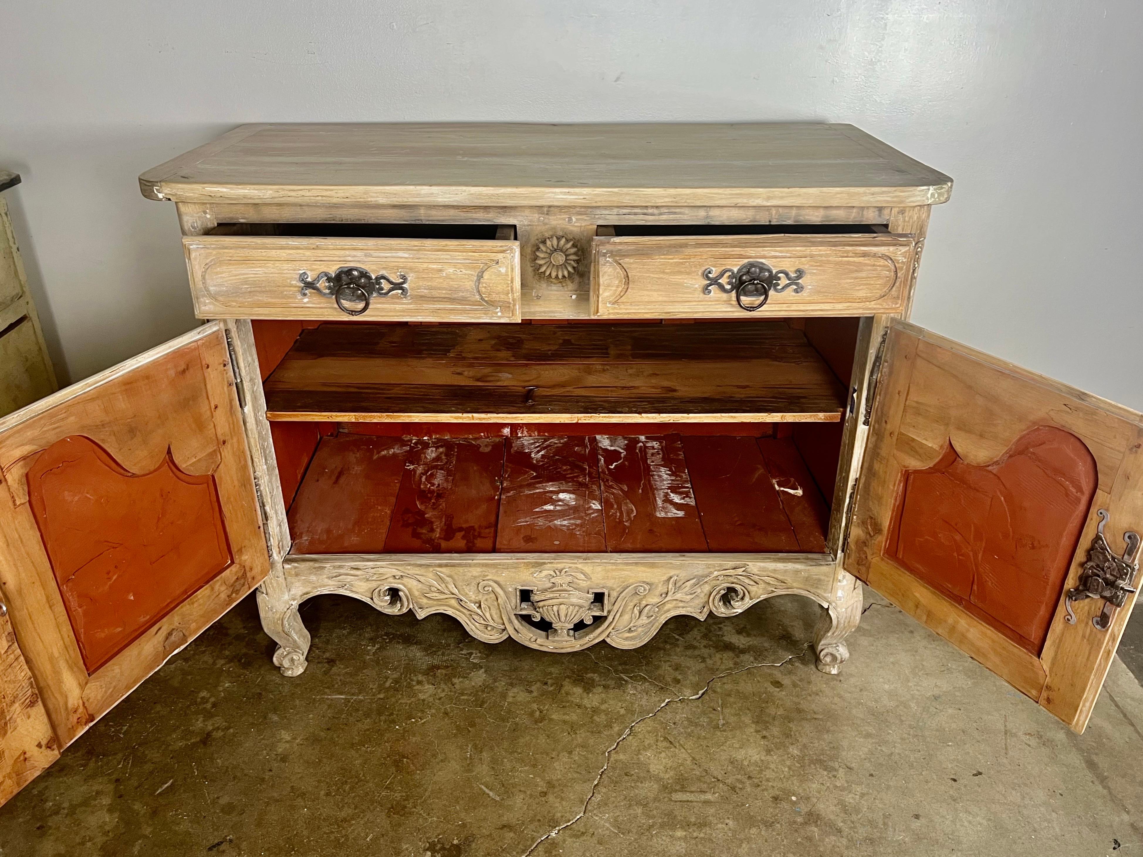 18th C. French Carved Buffet with Distressed Painted Finish For Sale 9