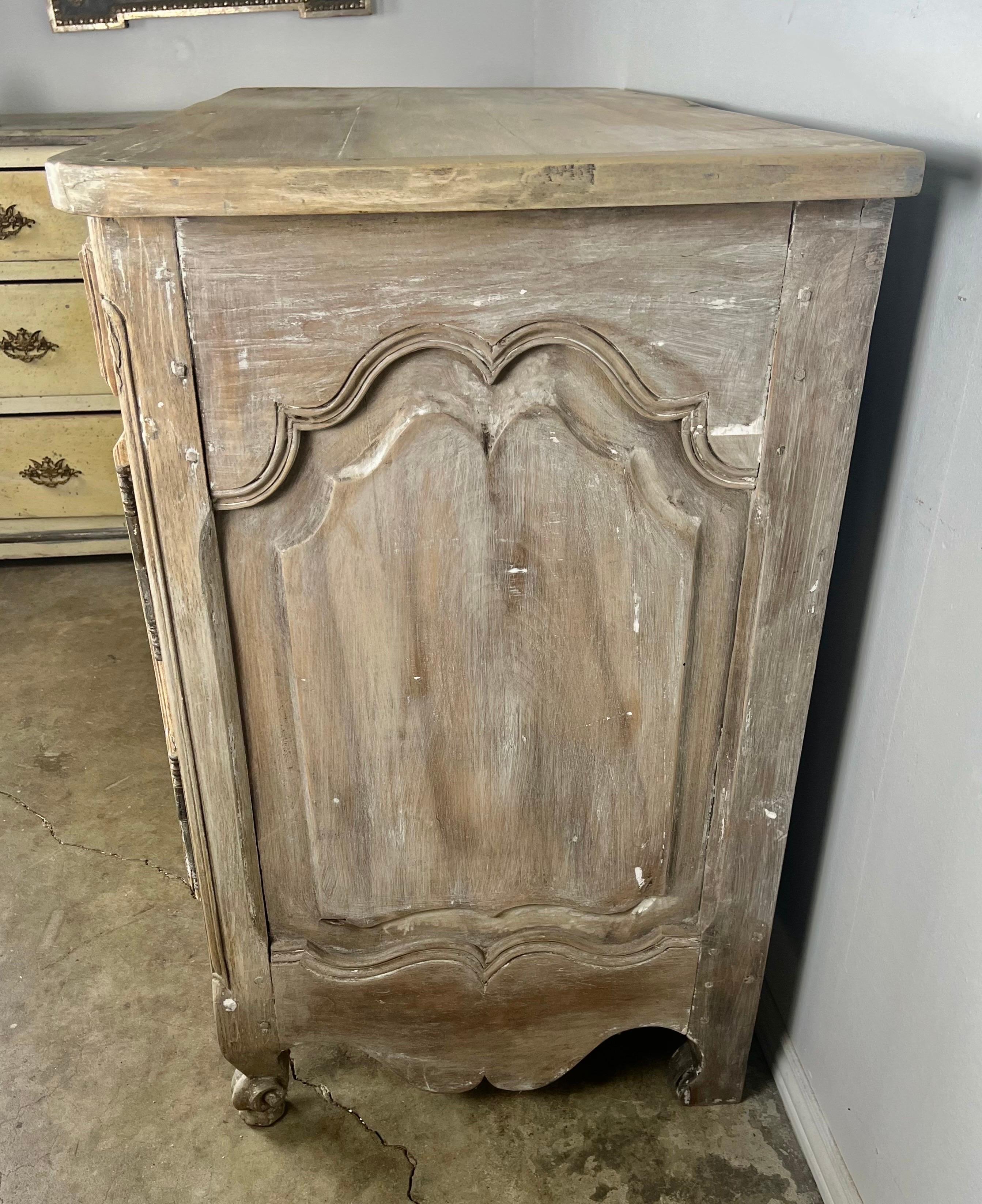18th C. French Carved Buffet with Distressed Painted Finish For Sale 3