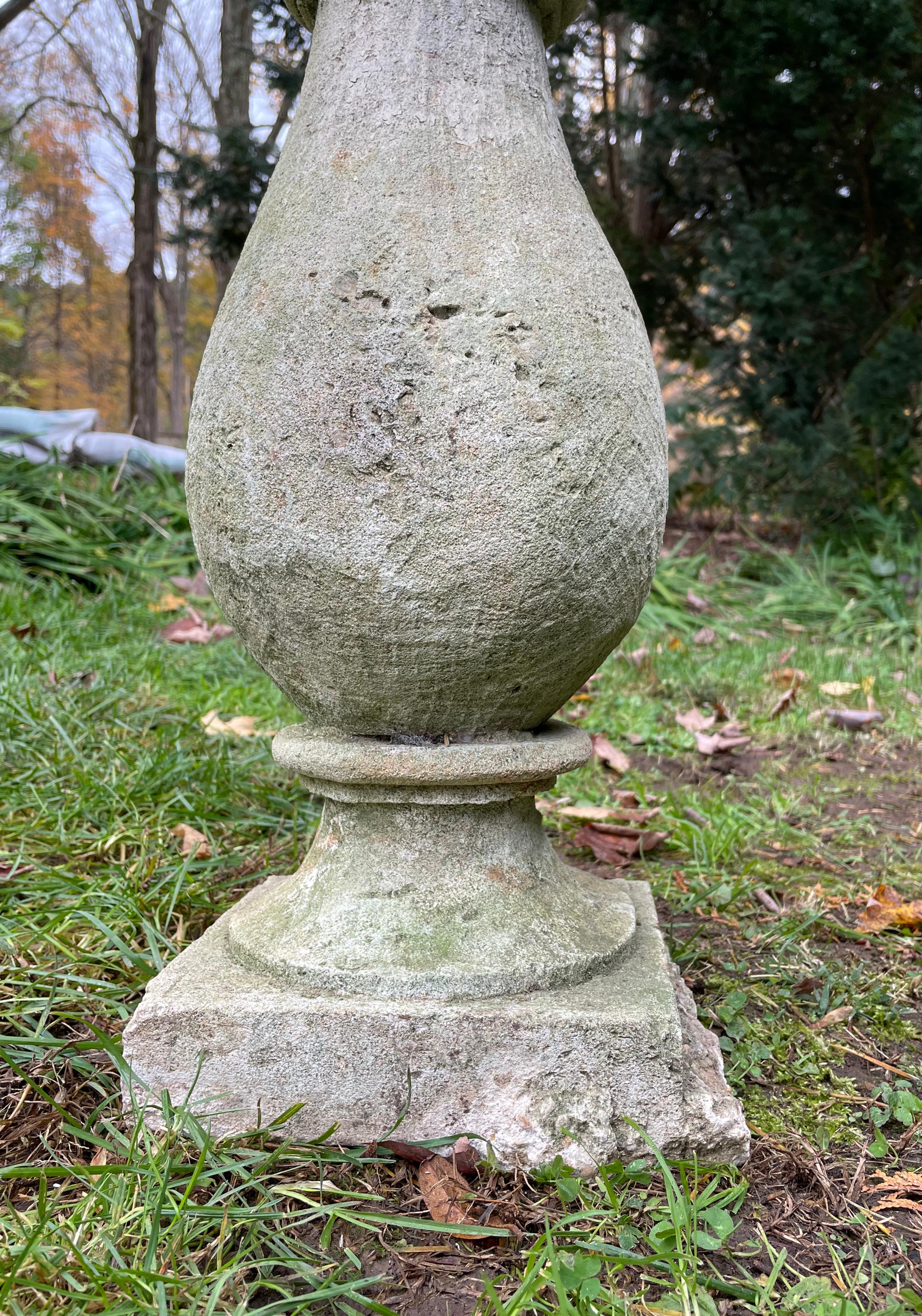 18th C French Carved Stone Basin on Pedestal/Birdbath/Planter 4