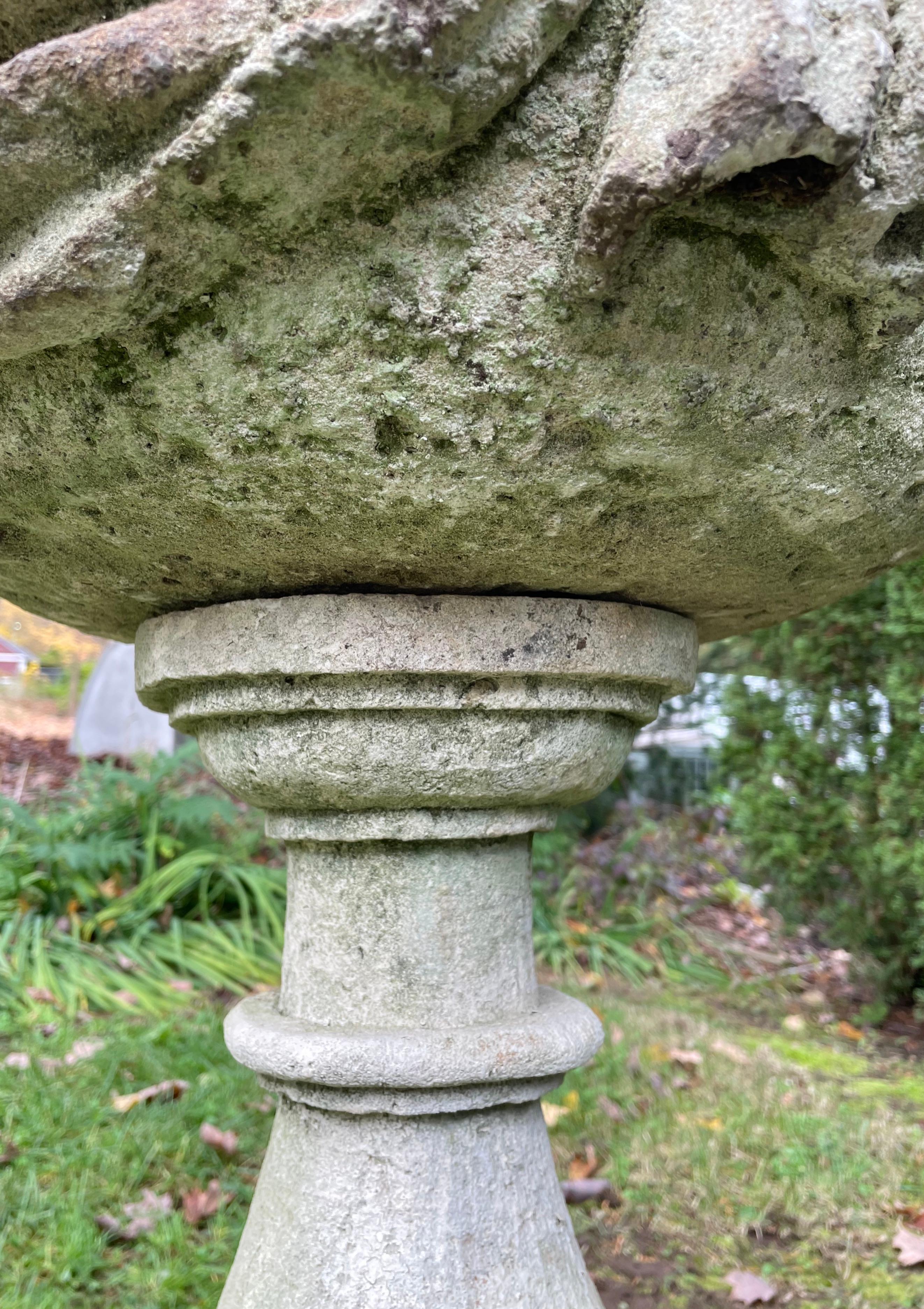 18th C French Carved Stone Basin on Pedestal/Birdbath/Planter 5