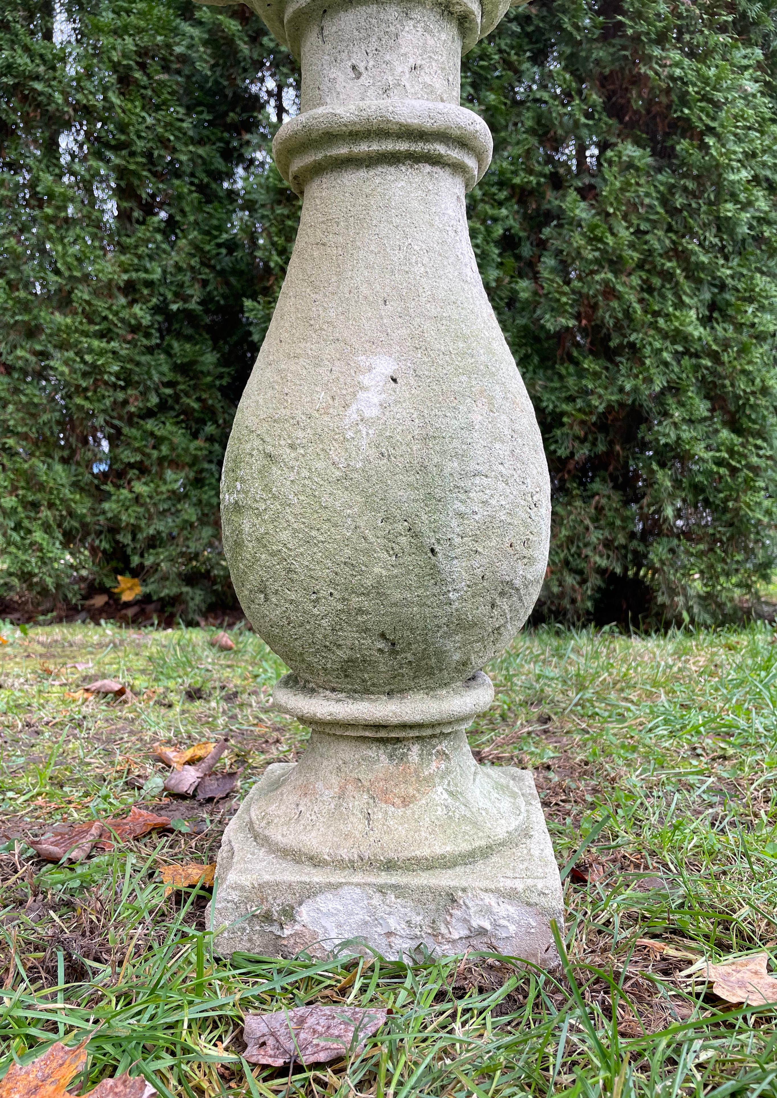 18th C French Carved Stone Basin on Pedestal/Birdbath/Planter 1