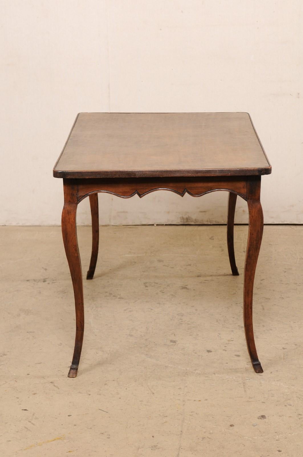18th C. French Carved-Wood Table with Leather Writing Pad Top For Sale 6