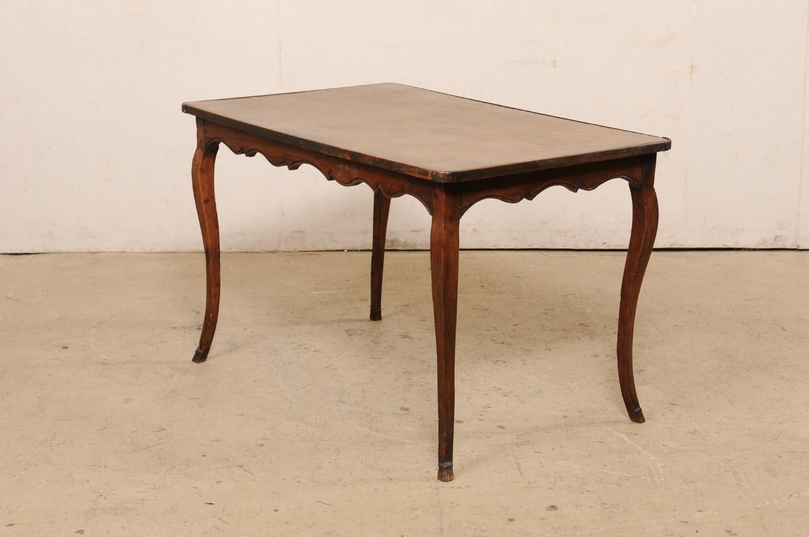 18th C. French Carved-Wood Table with Leather Writing Pad Top 7