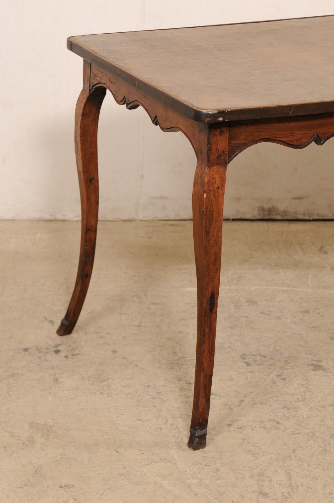 18th Century and Earlier 18th C. French Carved-Wood Table with Leather Writing Pad Top