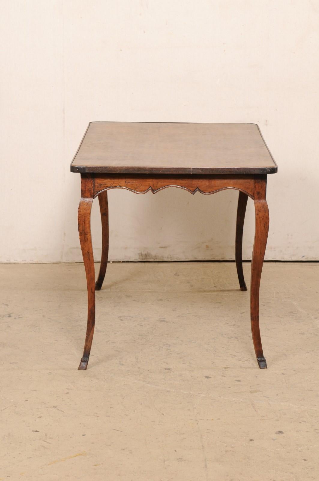 18th C. French Carved-Wood Table with Leather Writing Pad Top 2