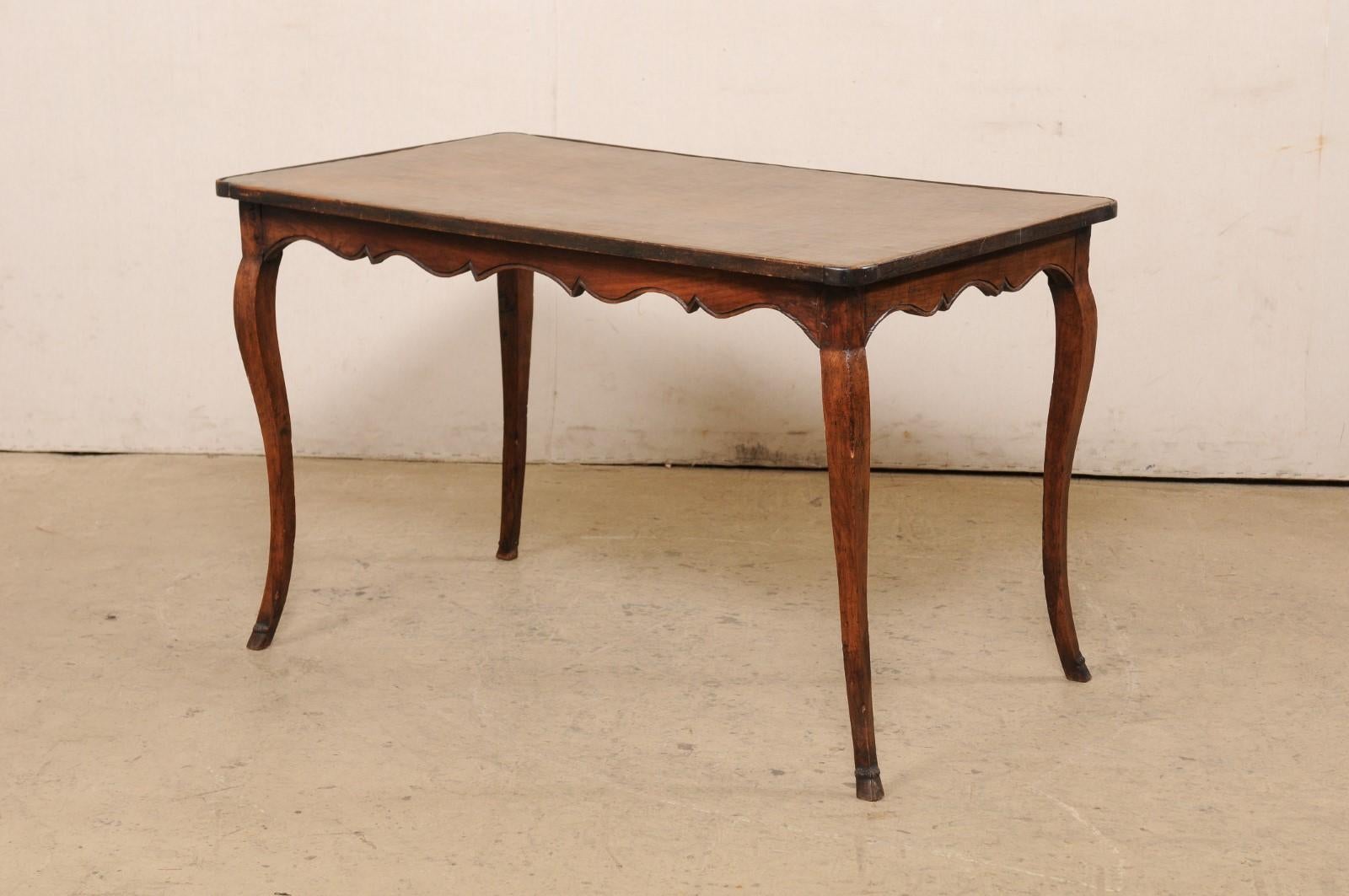 18th C. French Carved-Wood Table with Leather Writing Pad Top 3