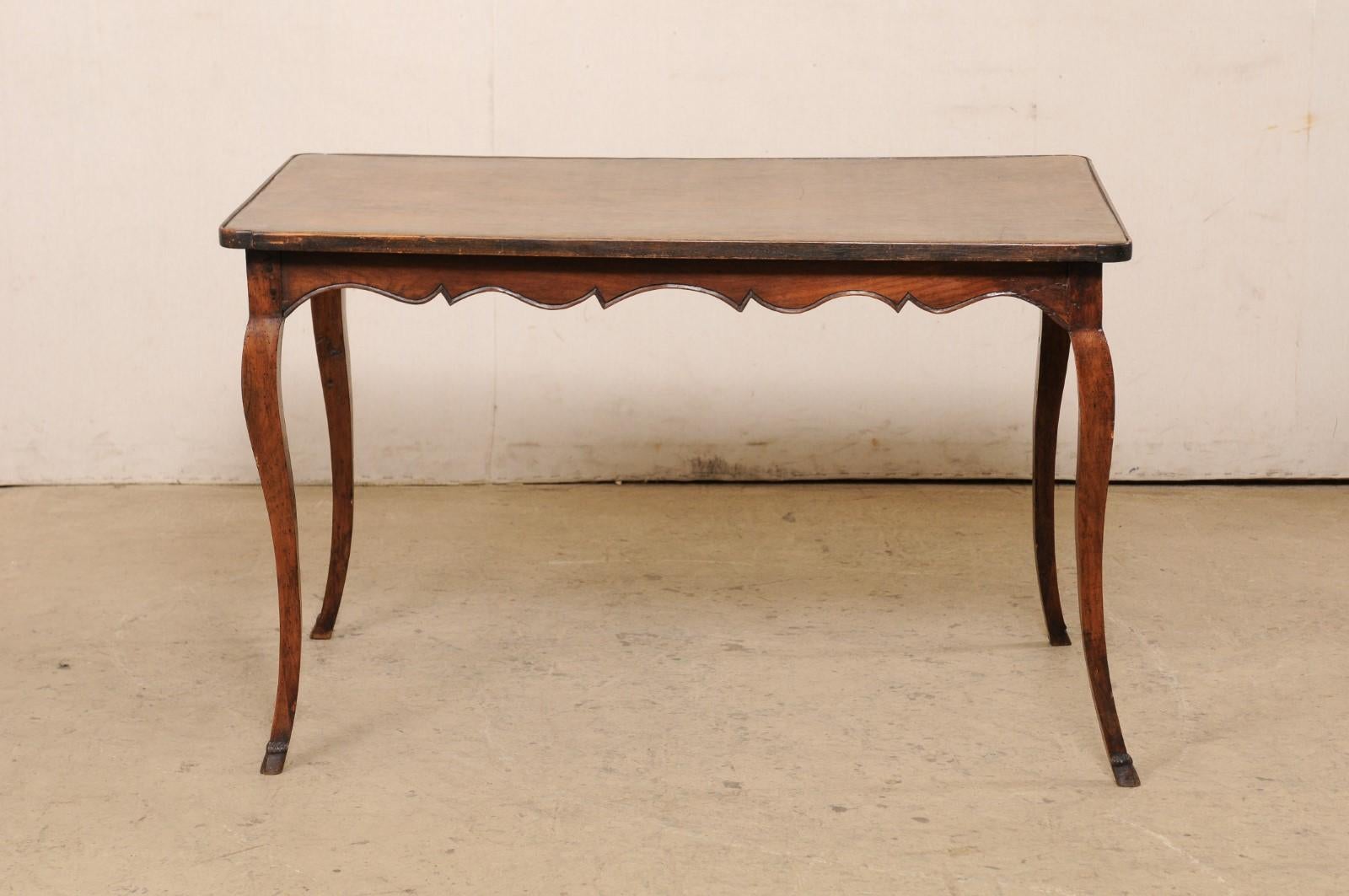 18th C. French Carved-Wood Table with Leather Writing Pad Top 4