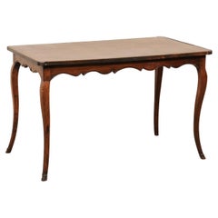 18th C. French Carved-Wood Table with Leather Writing Pad Top